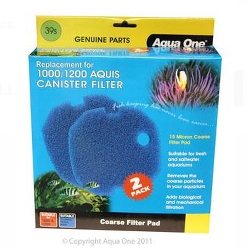 Aqua One Sponge 15ppi 2pk for Aquis 1000/1200 Aquarium Filter - High-Quality Foam Media for Fish Tank Filtration - Perfect for Freshwater and Saltwater Aquariums