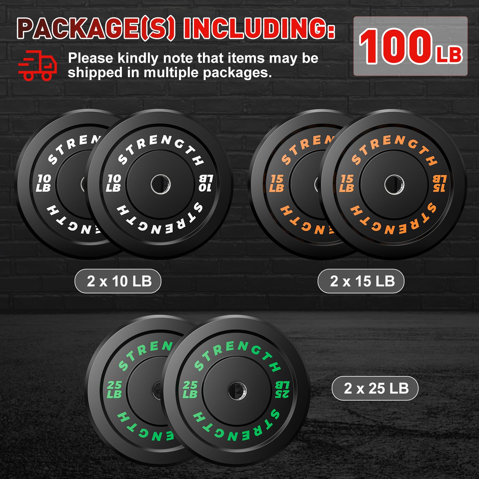 Olympic Rubber Bumper Weight Plates - 2 Inch Thick Home Gym Equipment for CrossFit, Powerlifting & Strength Training - Perfect for Deadlifts, Squats & Functional Fitness Workouts