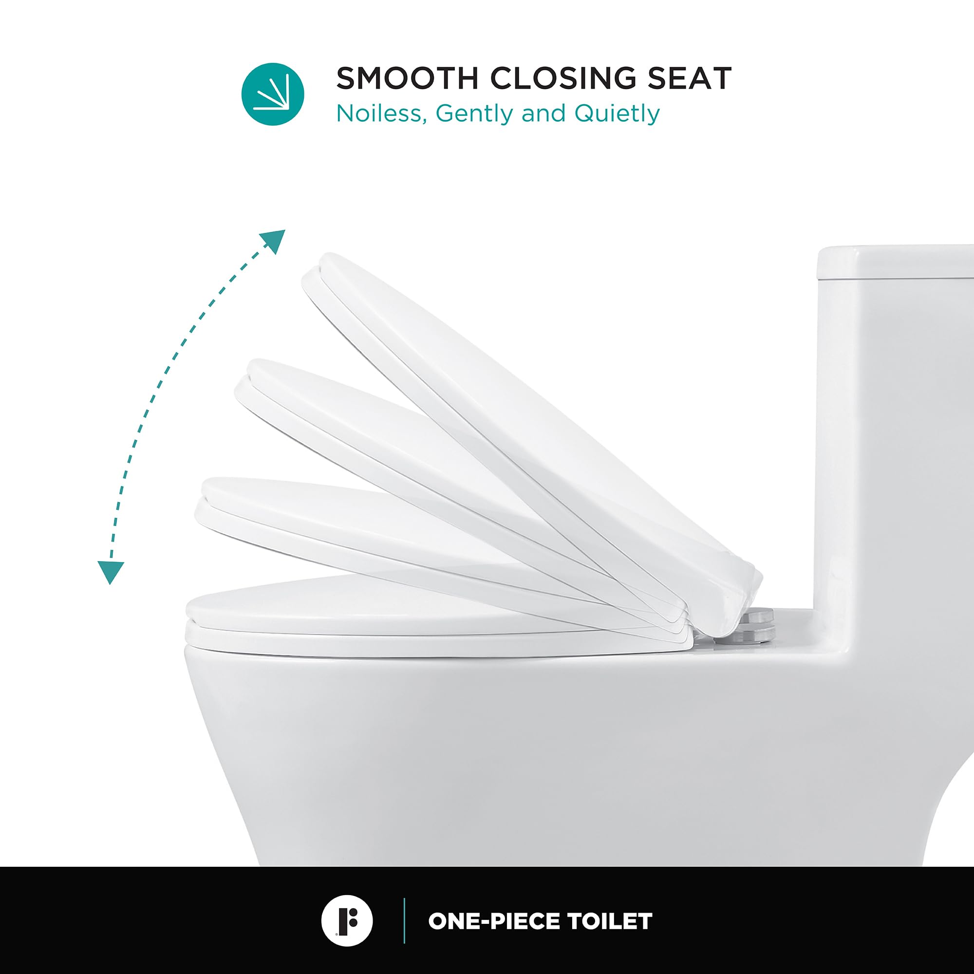 Modern One-Piece Toilet with High-Efficiency Dual Flush System | Compact Space-Saving Design | Round Toilet Seat | 12