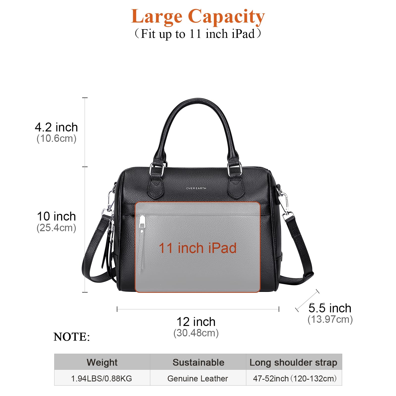 Genuine Leather Satchel Handbag for Women - Top Handle & Crossbody Purse - Stylish & Durable for Work, Travel & Everyday Use