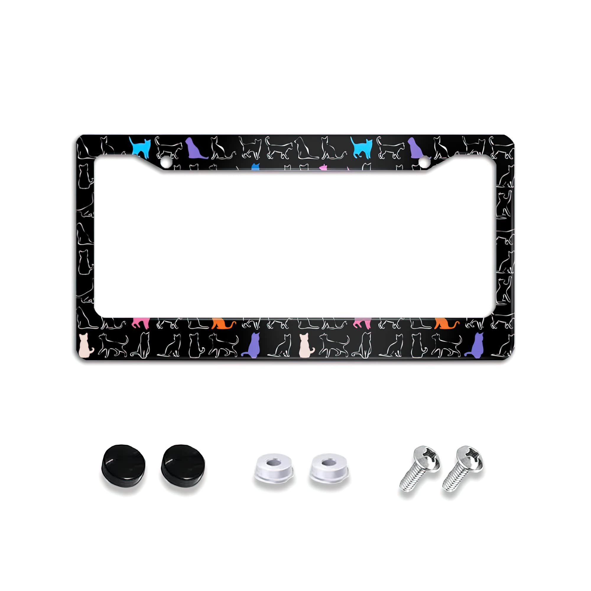 Stylish Watercolor Cat License Plate Frame - Personalized Decorative Metal Car Tag Holder for Standard US & Canada (6x12 Inch) - Perfect for Car Enthusiasts & Pet Lovers