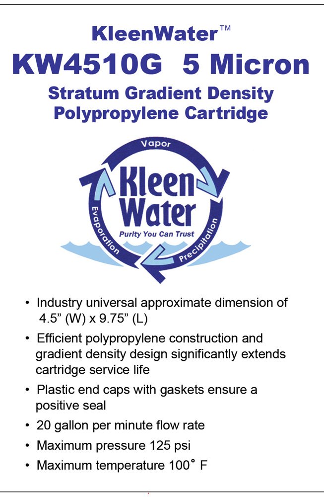 KleenWater KW4510G Meltblown Water Filter Cartridges for Dirt, Rust & Sediment - 12 Pack | Replacement for Home, RV & Camping Water Filtration Systems