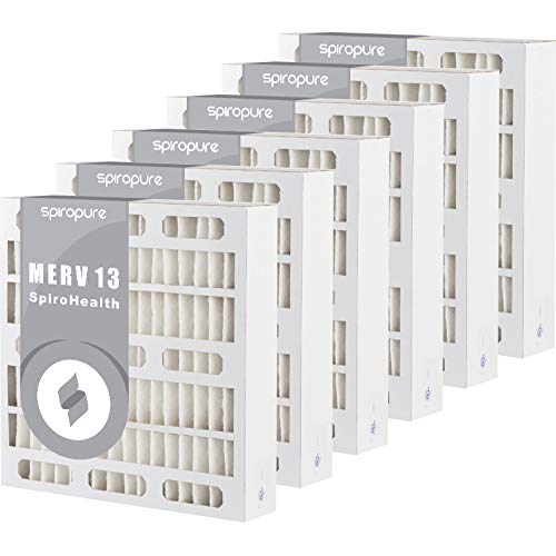 SpiroPure 20x22x4 MERV 13 Pleated Air Filters - 6 Pack, Made in USA - Perfect for HVAC Systems, Home & Office Air Purification