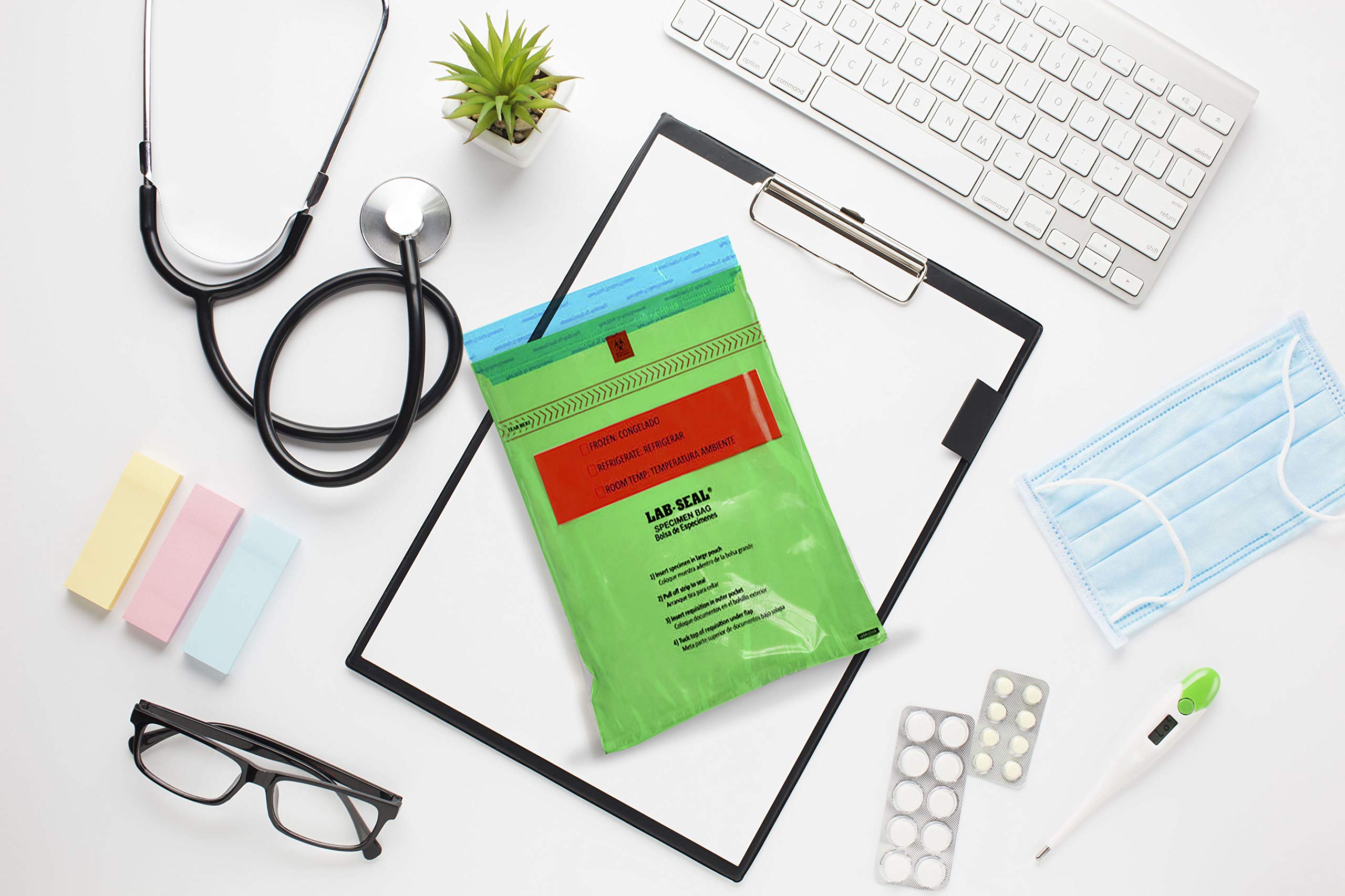 1000 Pack Tamper-Evident Specimen Bags 6x10 Inches - Green Polyethylene Medical Bags with Pull Tab Adhesive Closure & Removable Biohazard Symbol (1.80 mil Thick) - Ideal for Healthcare, Laboratory Specimen Collection, and Biohazard Waste Disposal