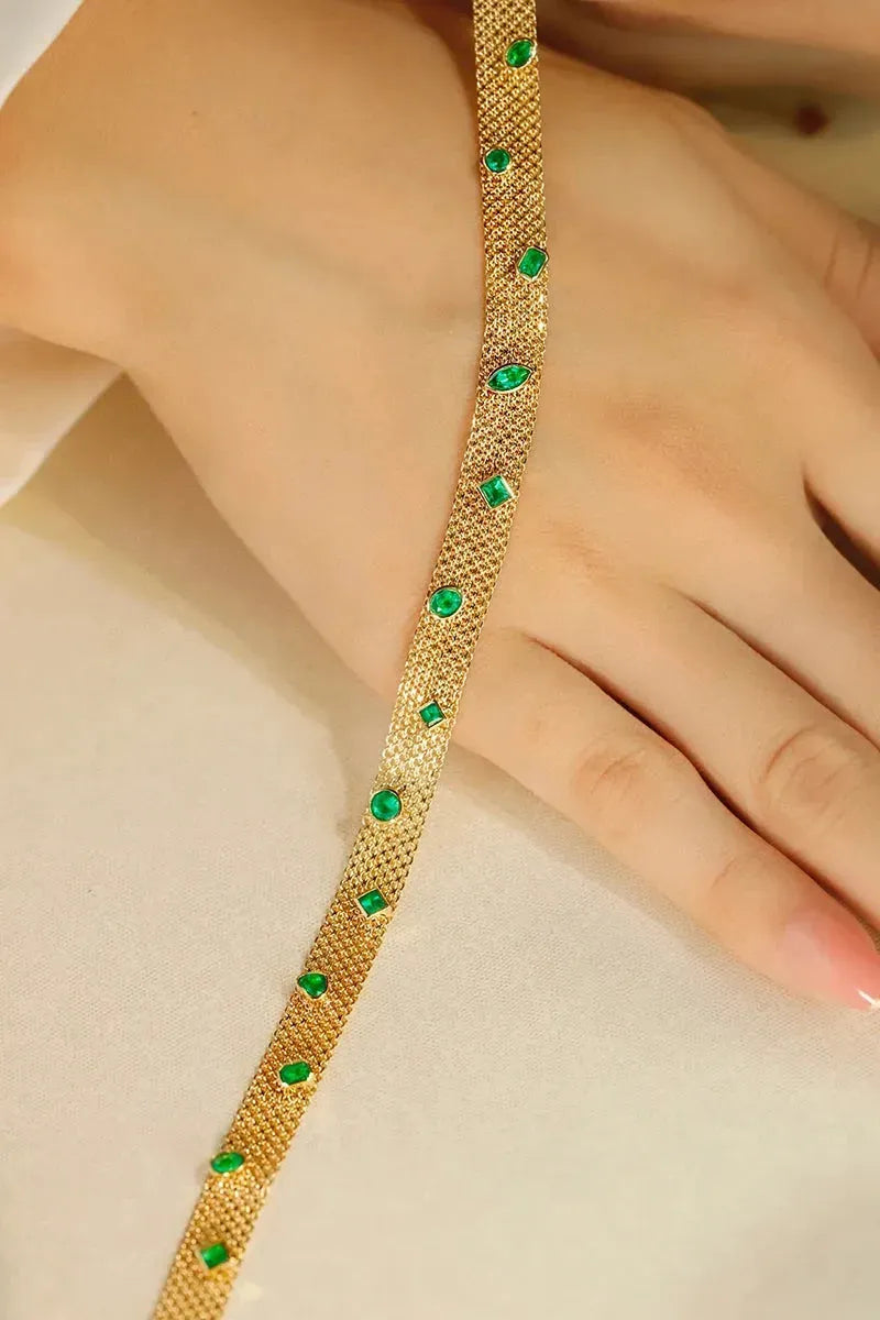 18K Yellow Gold Emerald Choker Necklace for Women - 1.56 Carat Real Natural Emerald Gemstone Luxury Jewelry - Perfect for Parties, Weddings & Special Occasions