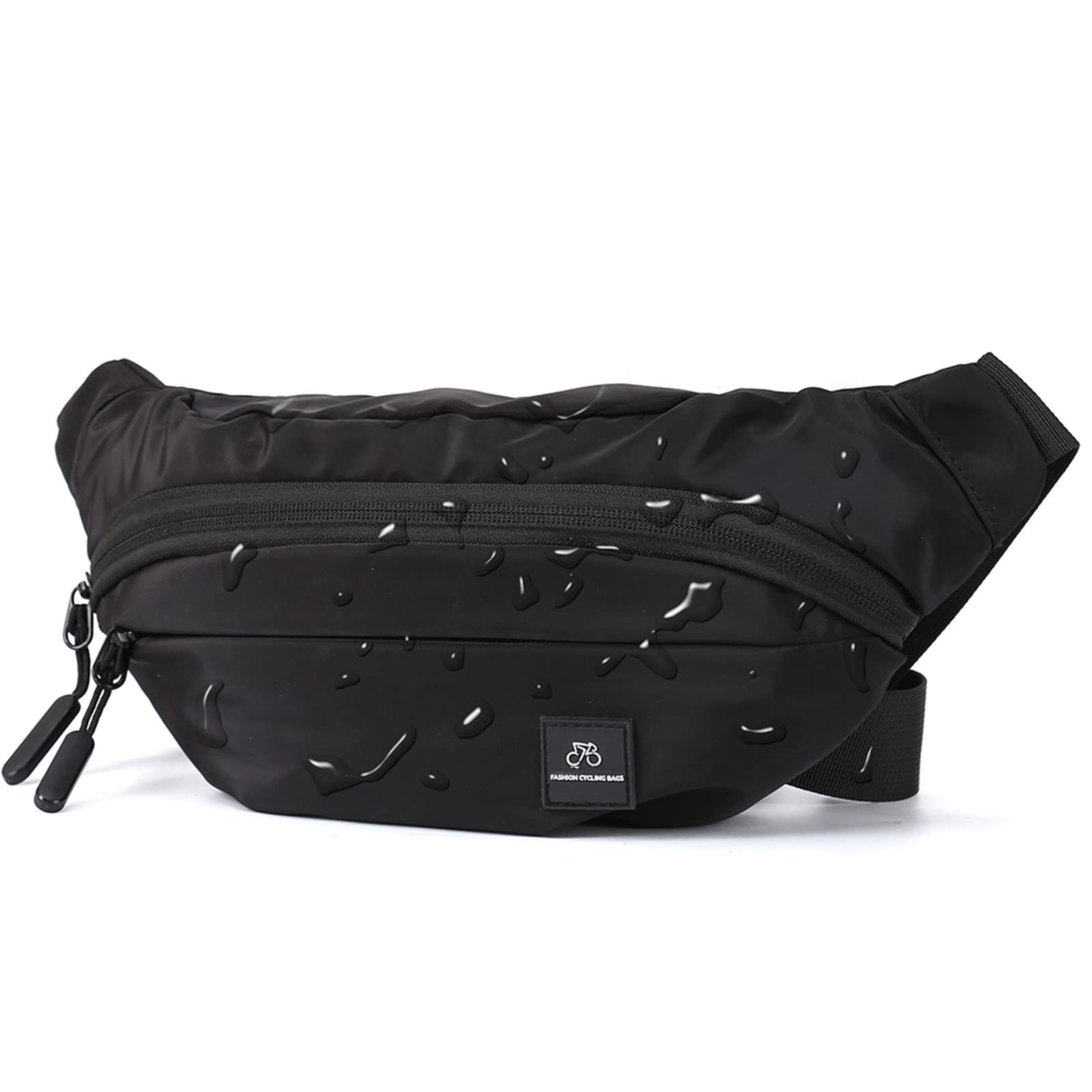 **Large Waterproof Fanny Pack for Men & Women - Adjustable Waist Bag with Zipper - Plus Size Gym, Outdoor & Travel Essentials Pouch - Perfect for Hiking, Running & Daily Use - Black**