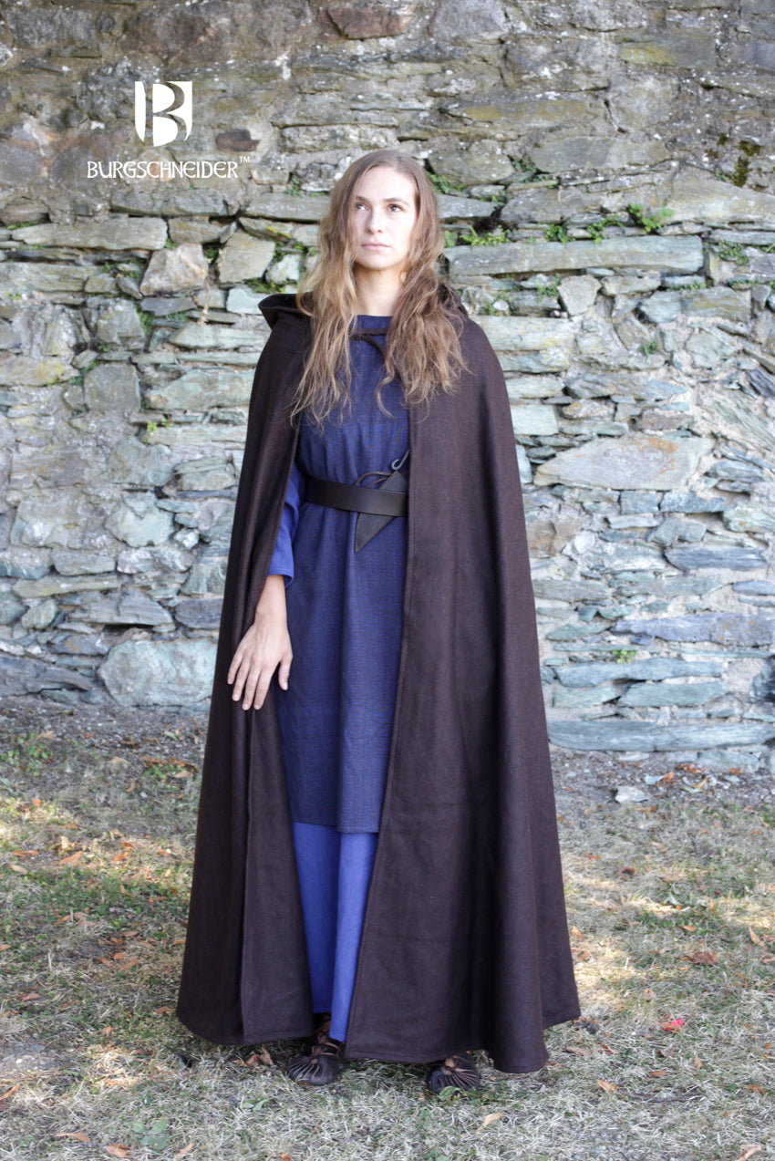 Wool Hooded Cloak for Men & Women - Warm Winter Hibernus Brown Hooded Cape - Perfect for Renaissance Fairs, Cosplay, and Cold Weather Outdoors
