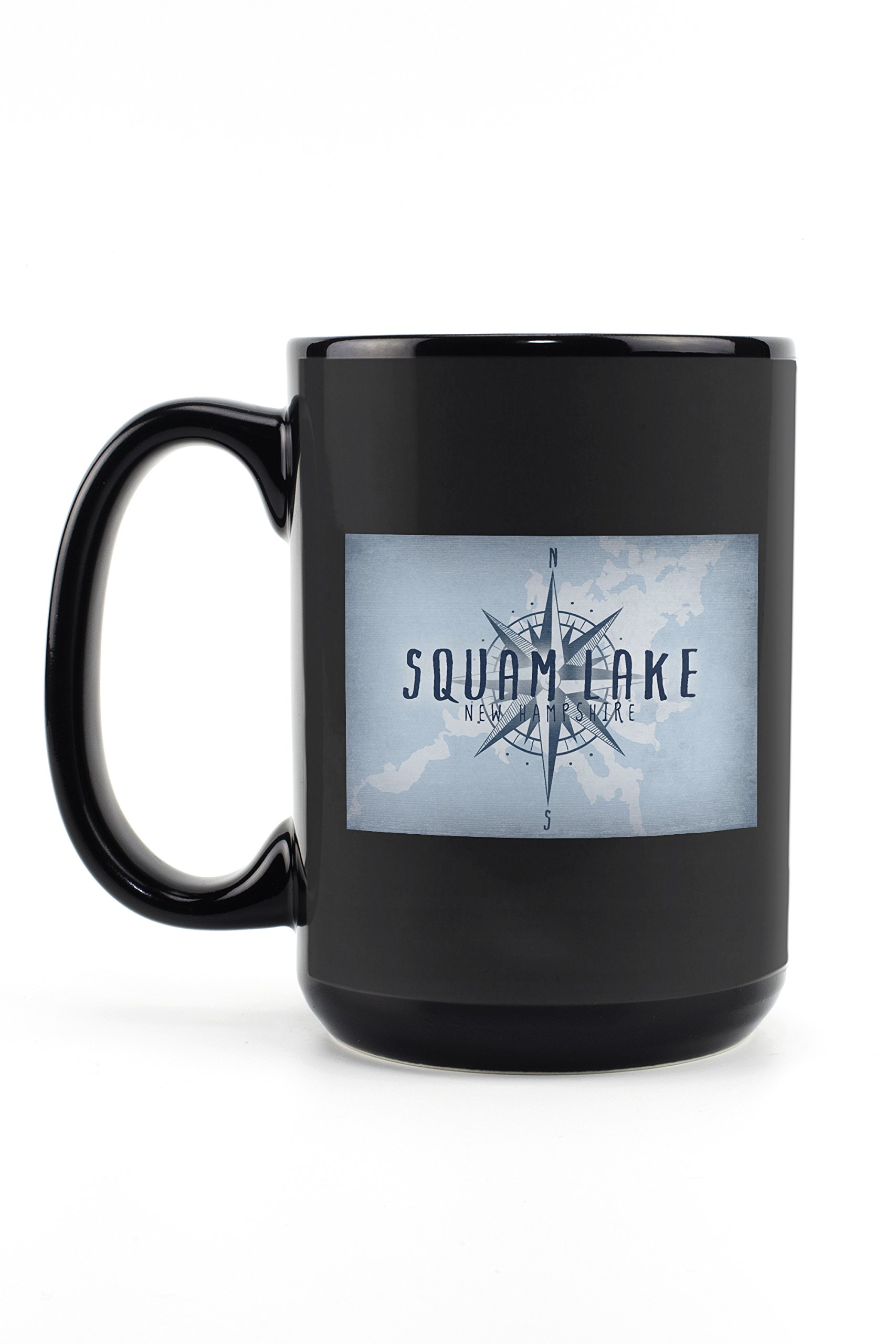 Squam Lake New Hampshire 15oz Black Ceramic Coffee Mug - Microwave & Dishwasher Safe Travel Mug for Tea & Coffee - Perfect for Camping, Hiking & Lakeside Relaxation