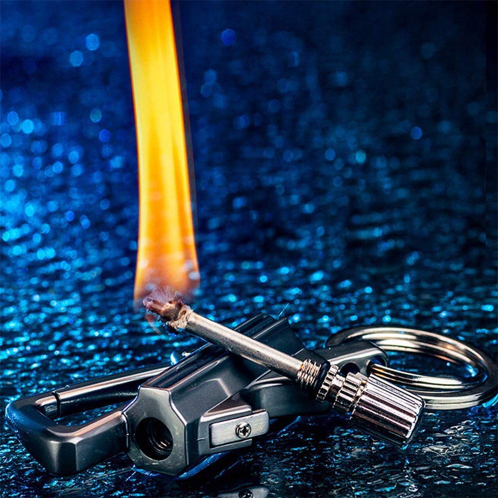 Refillable Metal Lighter with Flint Fire Starter - Outdoor Survival Gear for Camping & Emergency