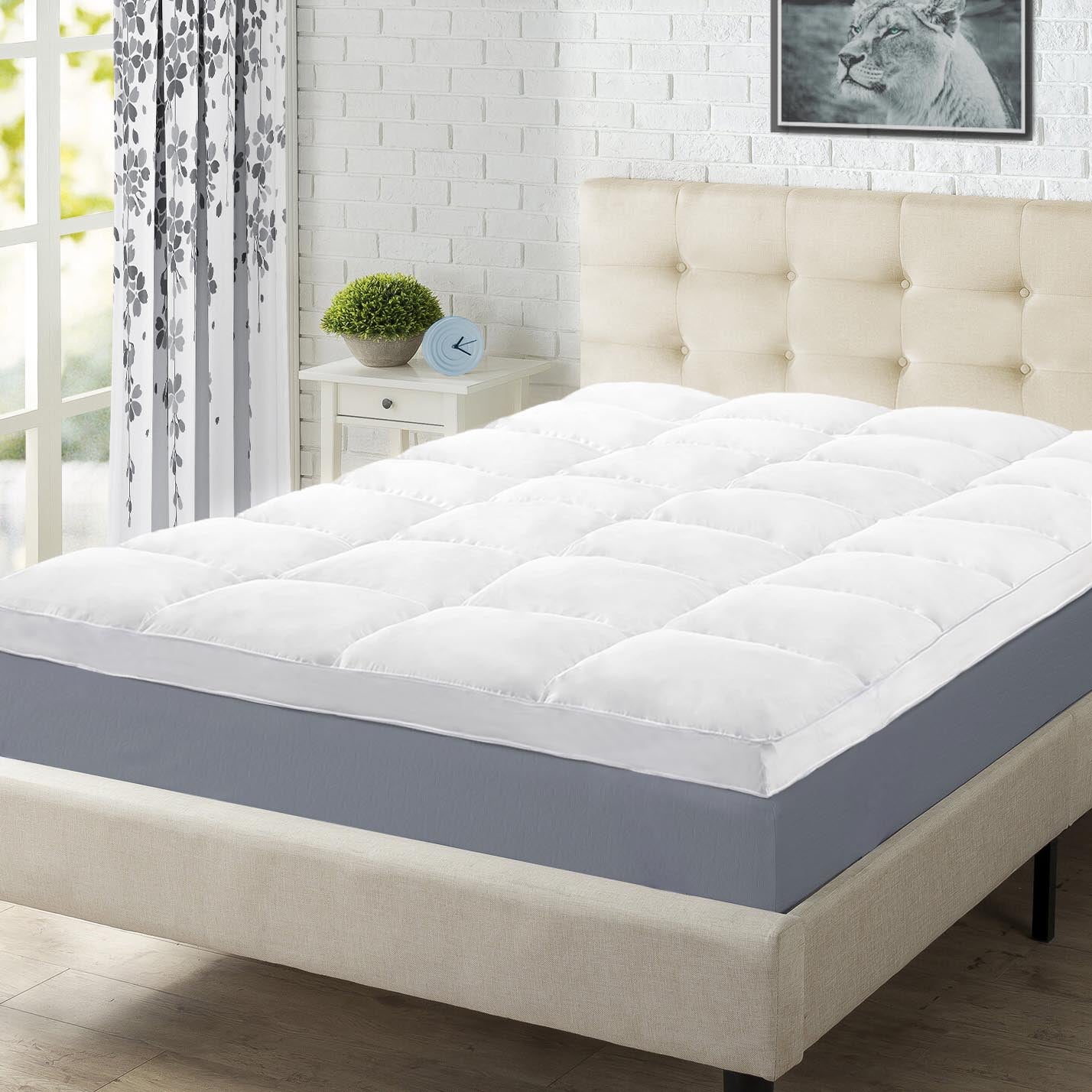Hypoallergenic Down Alternative 2 Inch Deep Mattress Topper Cover - Breathable & Comfortable for Allergy Relief, Perfect for Bedroom, Guest Room & Dorm Use