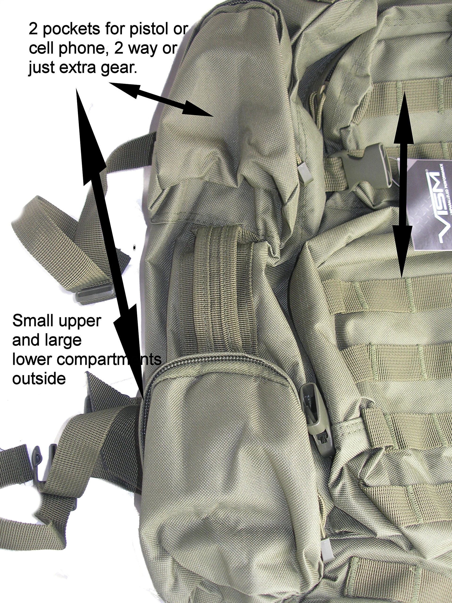 VISM Large Tactical Backpack - Military Grade Durable Hiking & Travel Backpack for Outdoor Adventures, Camping & Everyday Use (Tan)
