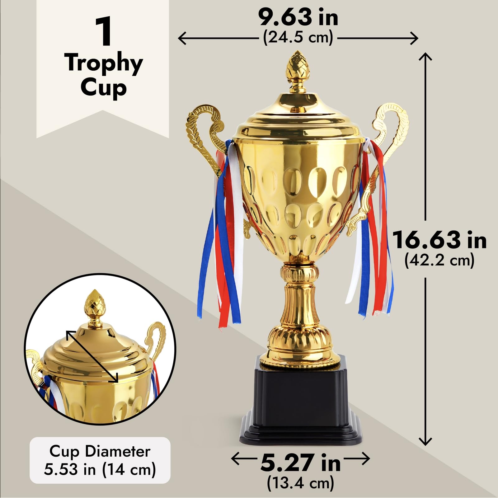 Juvale Large Gold Trophy Cup - Award for Sports, Tournaments, Competitions, Events & Achievements - Perfect for Champions, Winners, and Recognition Ceremonies