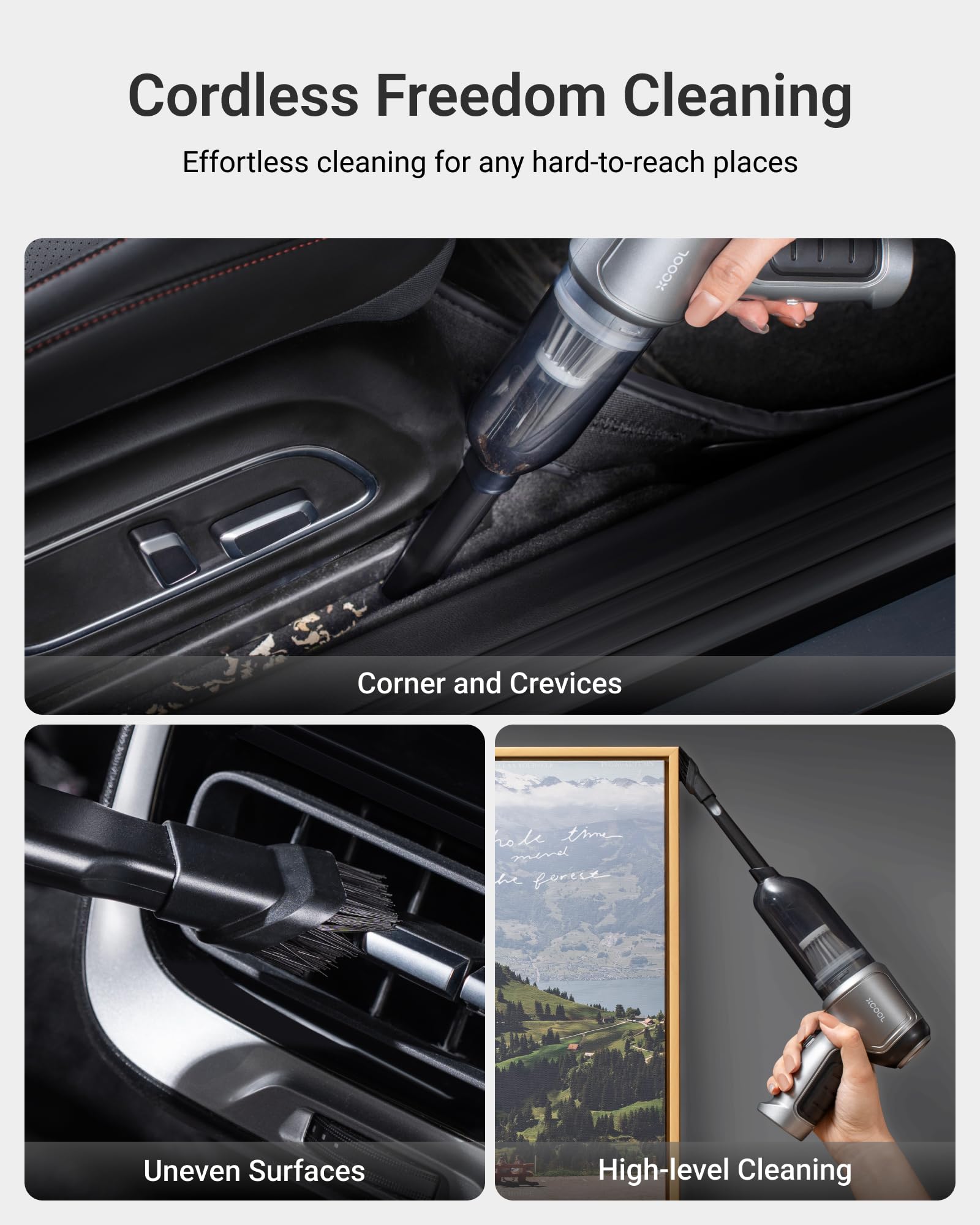 12000PA Cordless Handheld Vacuum Cleaner - 0.8lb Ultra Lightweight 4-in-1 Rechargeable Car Vacuum & Blower for Pet Hair, Home, PC, Electronics - Perfect for Car Detailing, Desk Cleaning & Small Spaces
