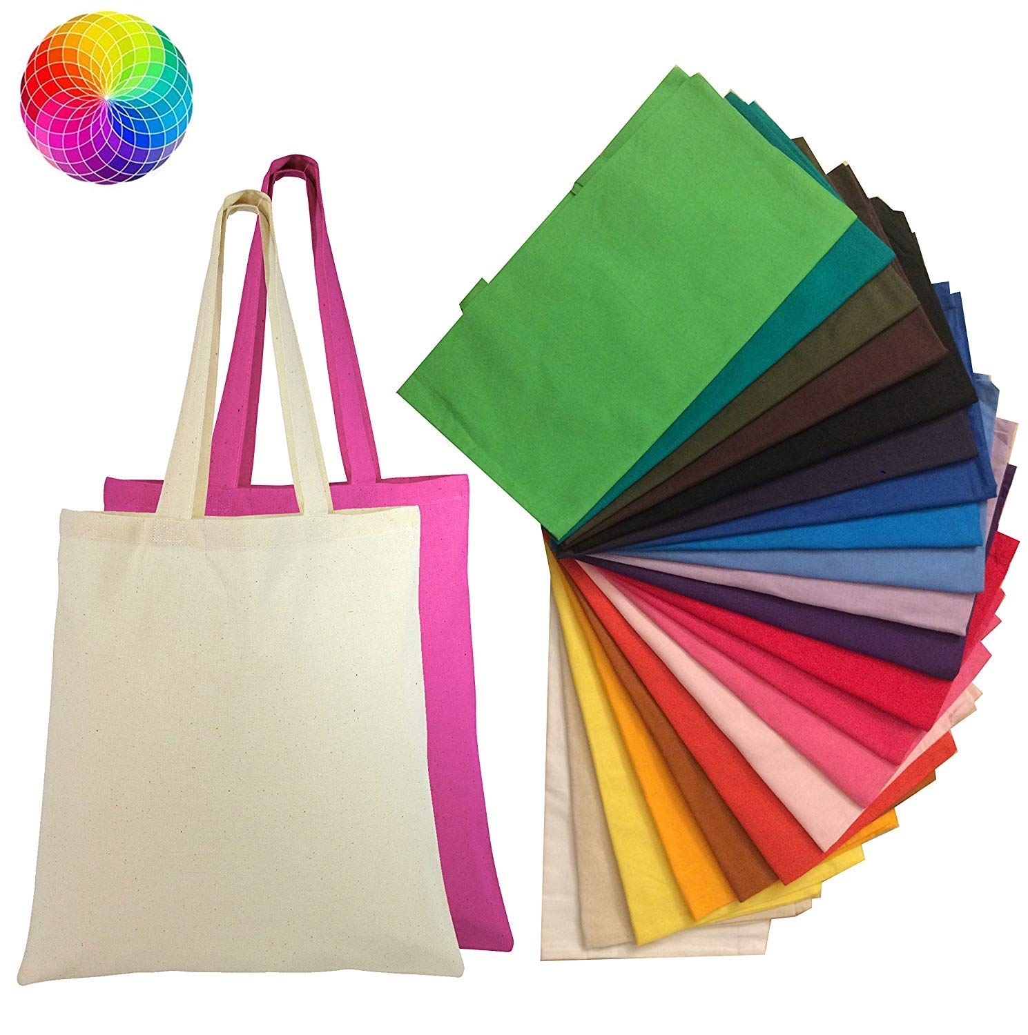 Set of 24 Blank Cotton Tote Bags - 100% Natural Cotton Reusable Shopping Bags (2 Dozen) - Perfect for Groceries, Beach Trips & DIY Crafts