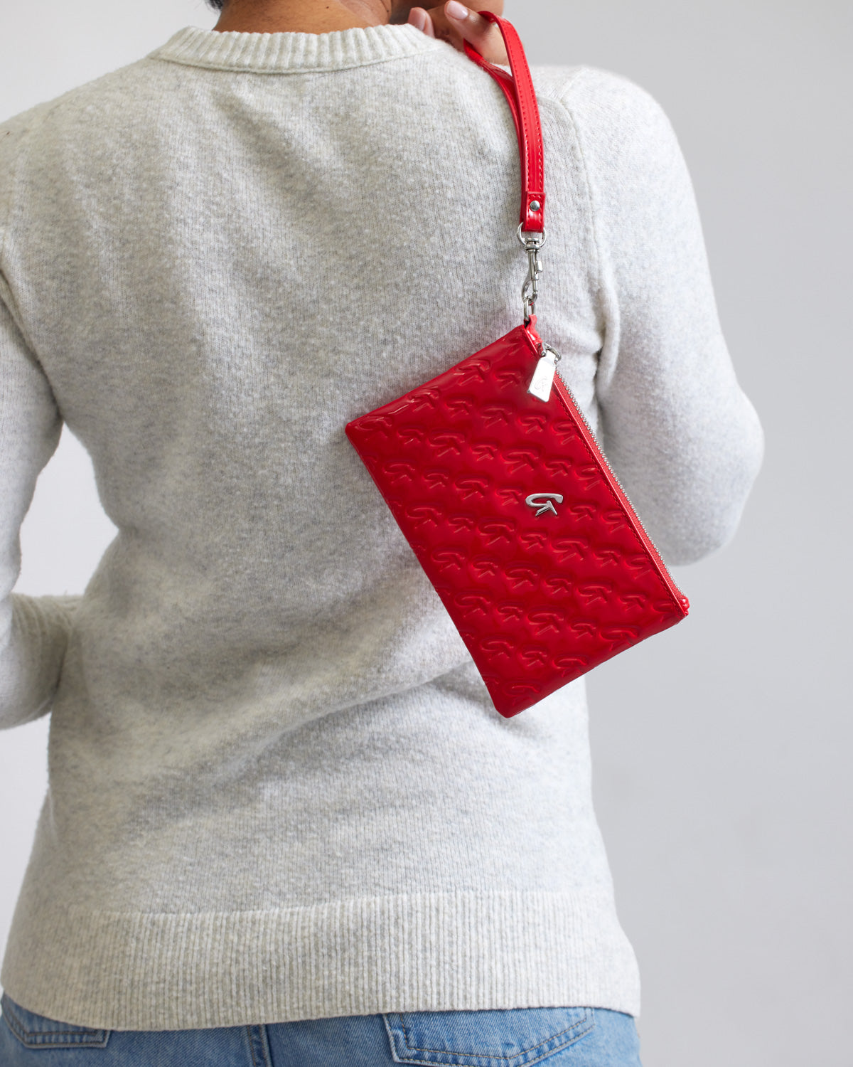 Mini Monogram Silver Wristlet Mirror Red - Stylish Crossbody Bag for Women, Perfect for Parties, Date Nights & Everyday Use