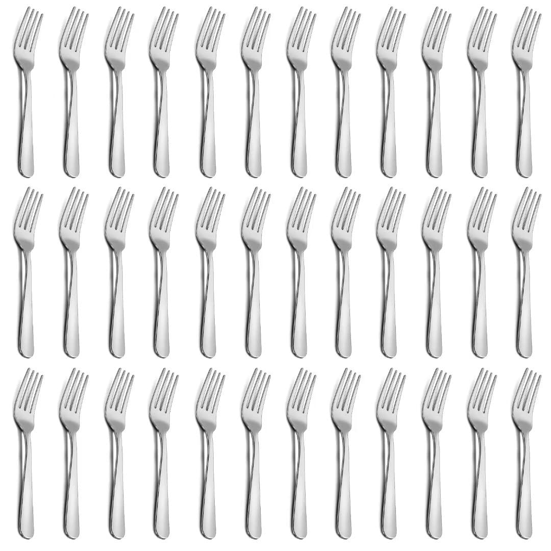 36-Piece Stainless Steel Dinner Forks Set - 7.1 Inch Mirror Polished Silverware for Home, Kitchen & Restaurant | Durable & Dishwasher Safe | Perfect for Family Dinners, Catering Events & Fine Dining