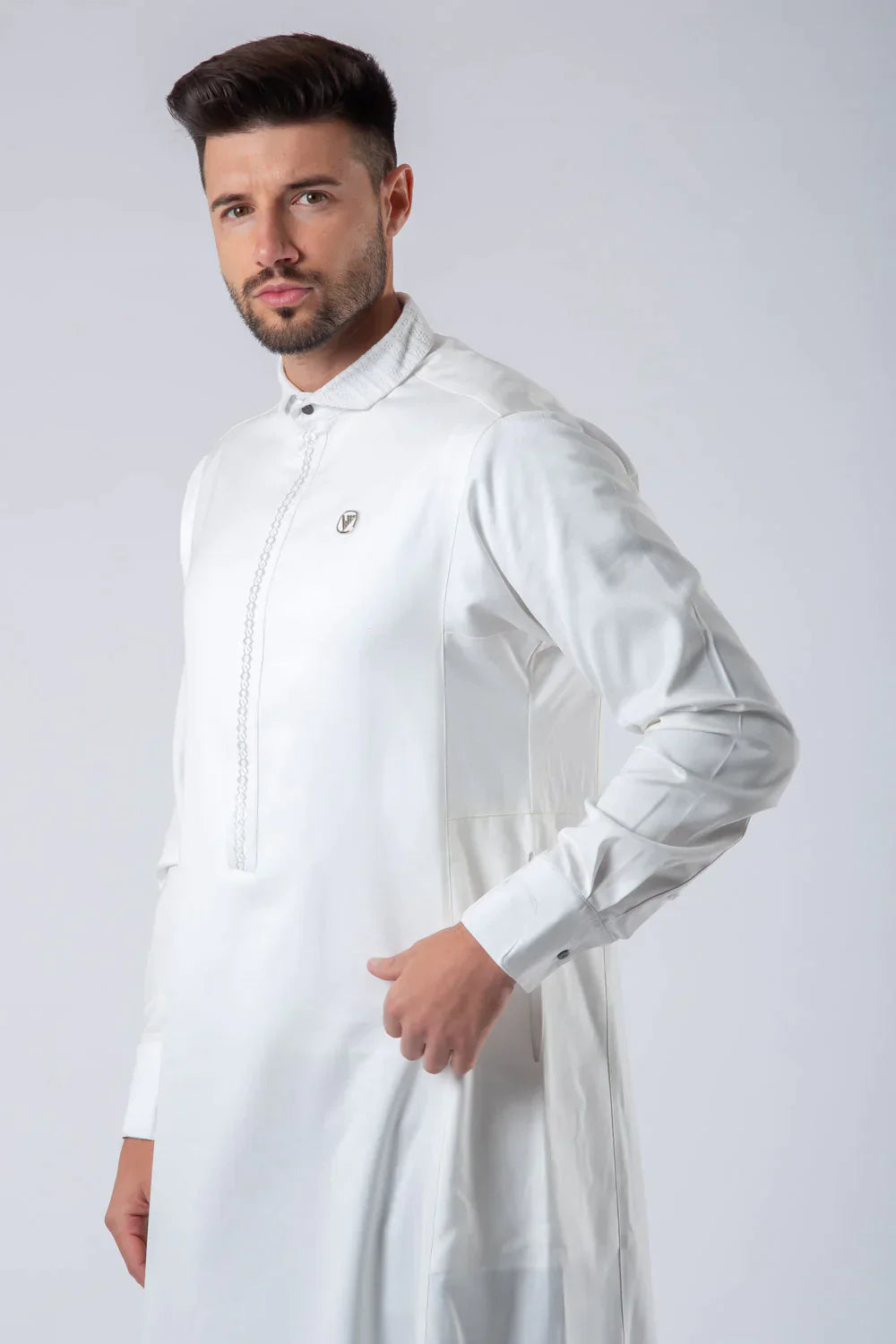 KDR2424 Al Ameer Boys Thobe Jubba - Premium White Islamic Robe for Kids - Perfect for Eid, Ramadan & Mosque Prayers