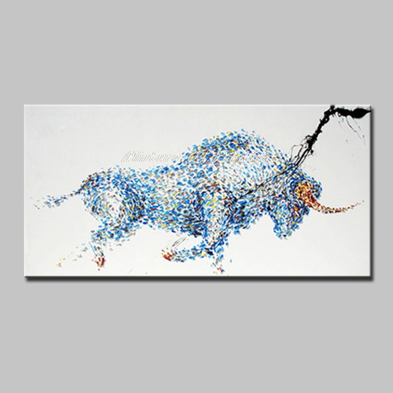 Modern Abstract Bull Oil Painting on Canvas - Large Hand Painted Animal Wall Art for Living Room & Office Decor - 70x130cm Unframed - Perfect for Contemporary Home Decor & Office Wall Art