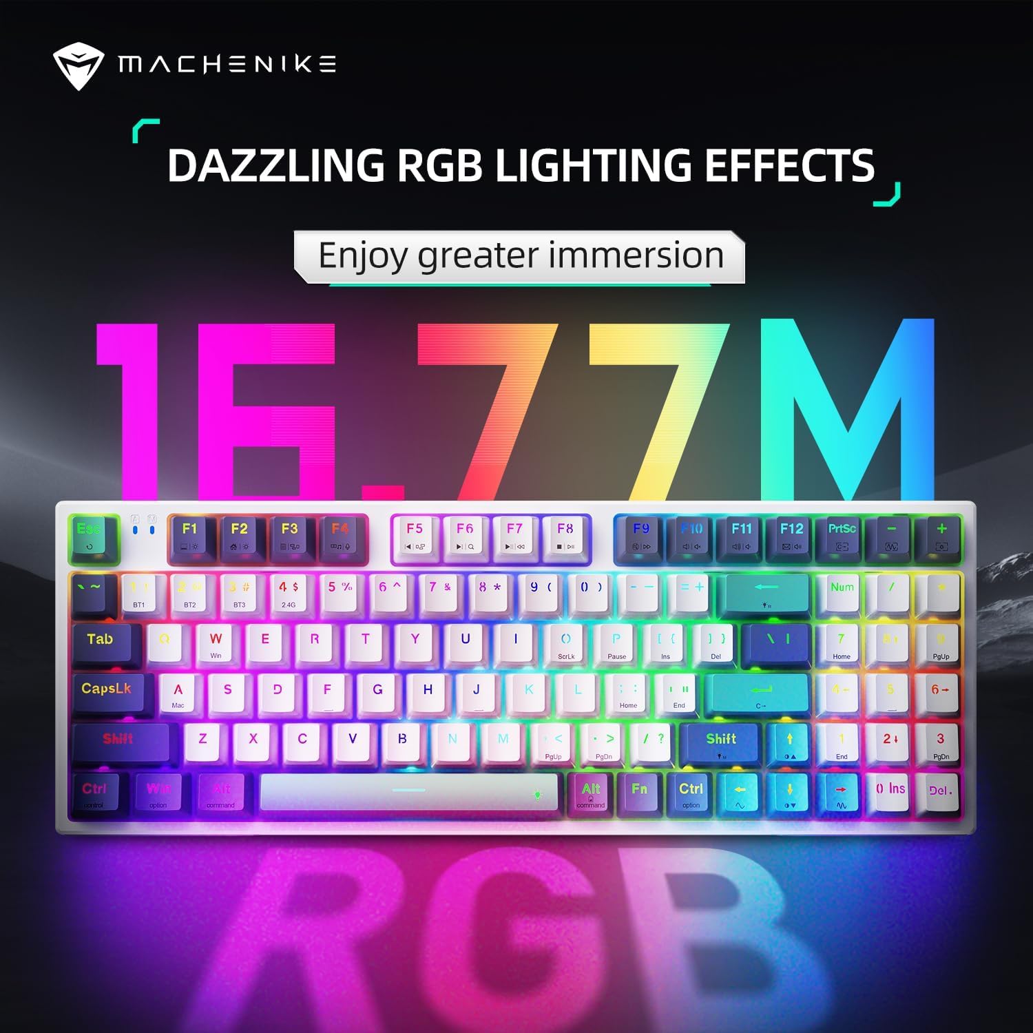 Machenike RGB Mechanical Gaming Keyboard - 94 Keys, Hot-Swap, PBT KeyCaps for PC Gamers