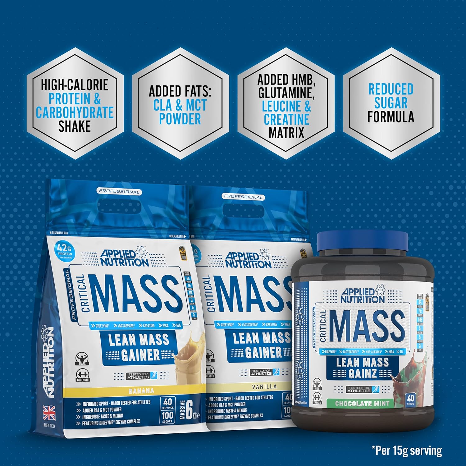 Applied Nutrition Critical Mass Professional Weight Gainer - 2.4kg (5.3lb) with 16 Servings | Muscle Building & Recovery Supplement for Bodybuilding, Fitness & Post-Workout