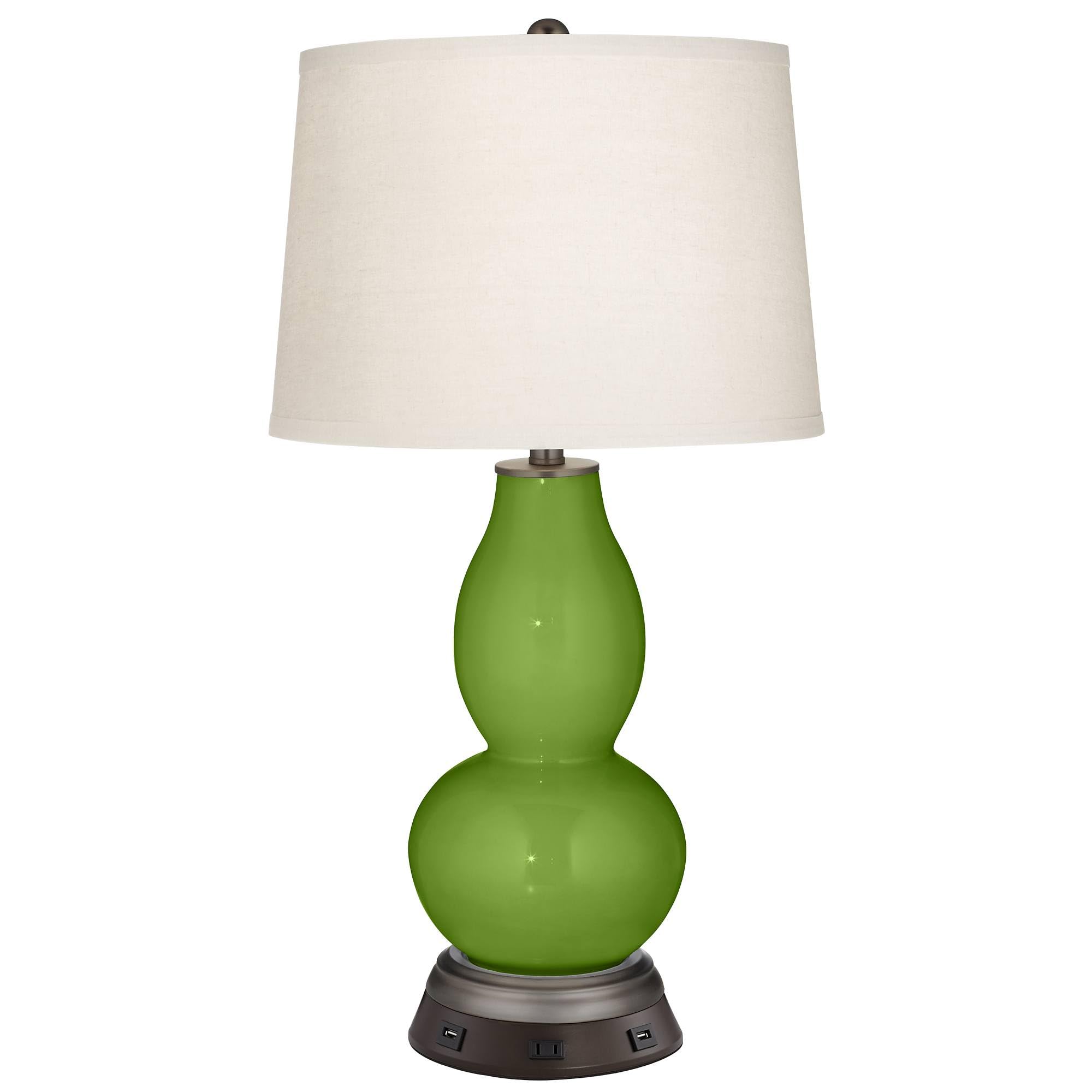 Color + Plus Gecko Double Gourd Table Lamp with USB Charging Station - Modern Home Office Desk Lighting for Work & Study