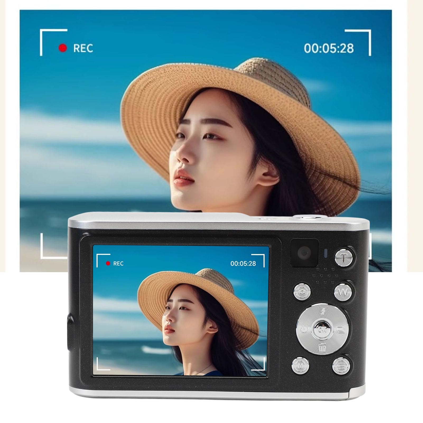 48MP Digital Camera with 2.8in IPS Screen & 16X Zoom - Compact Point and Shoot Camera with Autofocus, Dual Front/Rear Cameras - Perfect for Vlogging, Travel, Kids, Teens & Students Photography