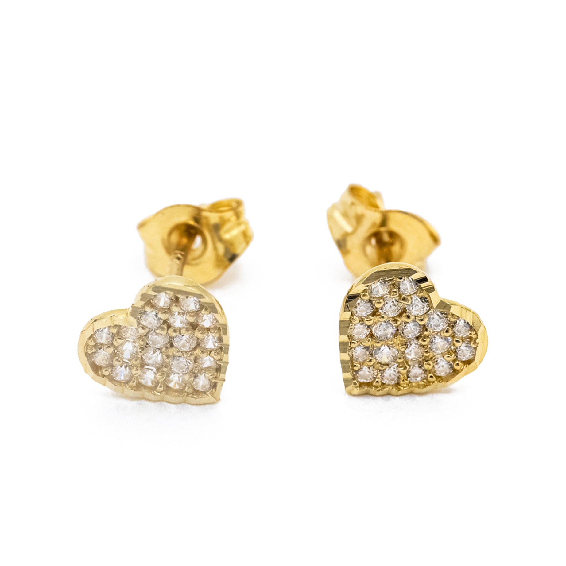 14K Gold Heart CZ Stud Earrings 5.5MM - Dainty Jewelry for Women - Perfect for Valentine's Day Gifts, Anniversary & Everyday Wear