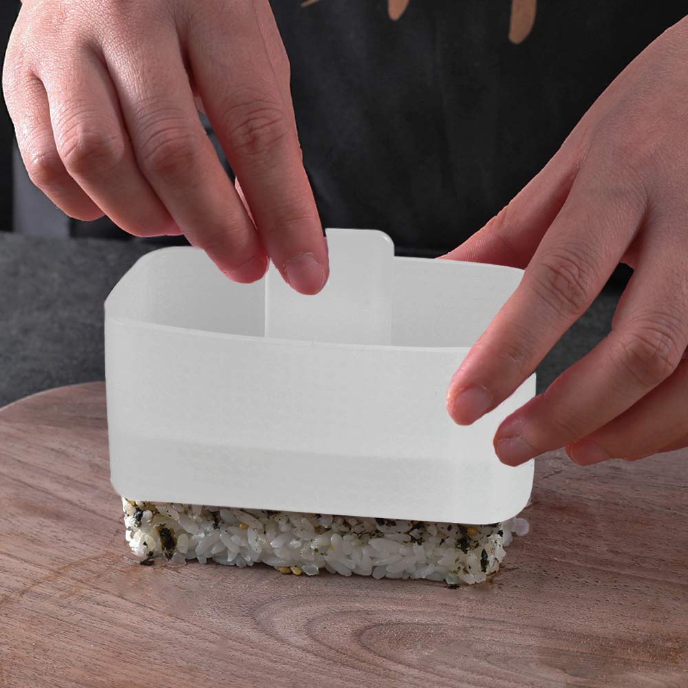 2-Pack Non-Stick Musubi Maker Press with Rice Paddle - Sushi & Onigiri Mold Kit - Hawaiian Spam Musubi Maker for Homemade Sushi, Rice Balls & Luncheon Meat Pressing (White) - Perfect for Meal Prep, Bento Boxes & Hawaiian-Themed Parties