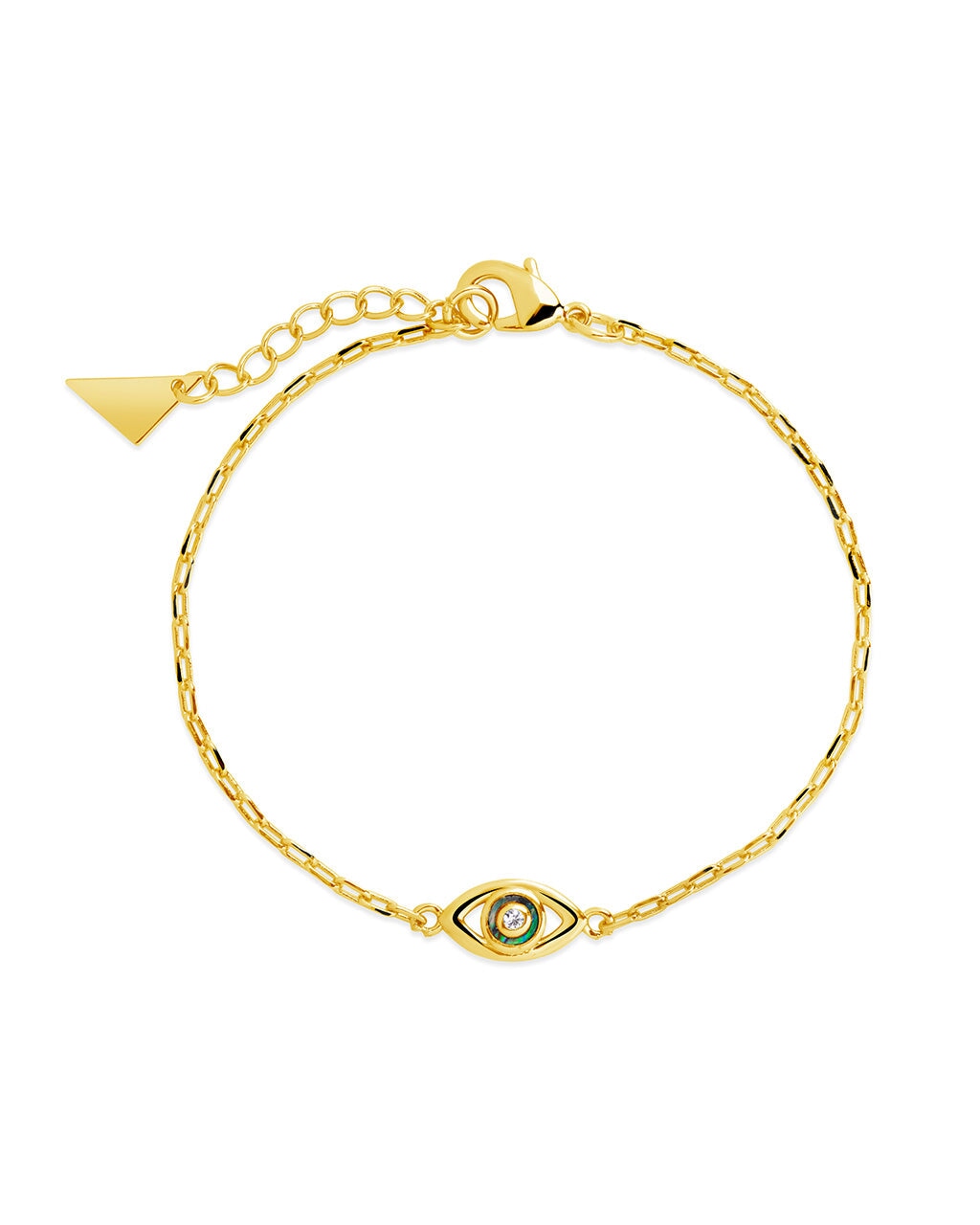 Leidy CZ & Mother of Pearl Evil Eye Station Bracelet - Elegant Protection Jewelry for Women, Trendy Boho Chic Accessory for Everyday Wear, Gift for Her