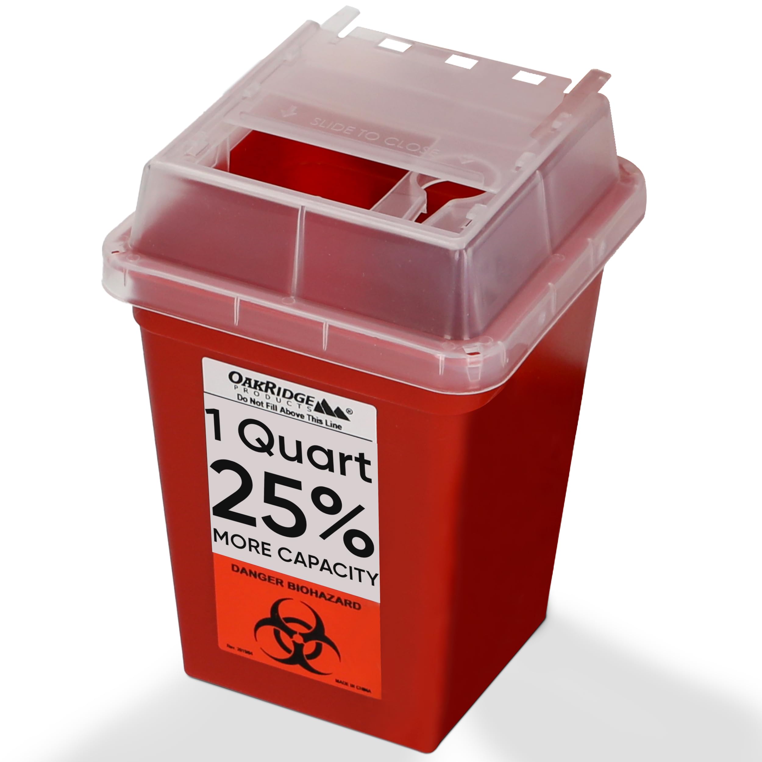 Oakridge 1 Quart Sharps Container - CDC Certified Biohazard Needle & Syringe Disposal for Home, Travel & Medical Use | Portable Safety Solution for Diabetics, Tattoo Artists & Healthcare Professionals