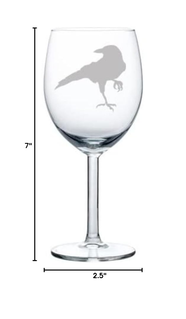 Elegant Black Raven Wine Goblet - 10 oz Crystal Glass for Red Wine, Halloween & Gothic Decor - Perfect for Parties, Home Bar & Themed Events