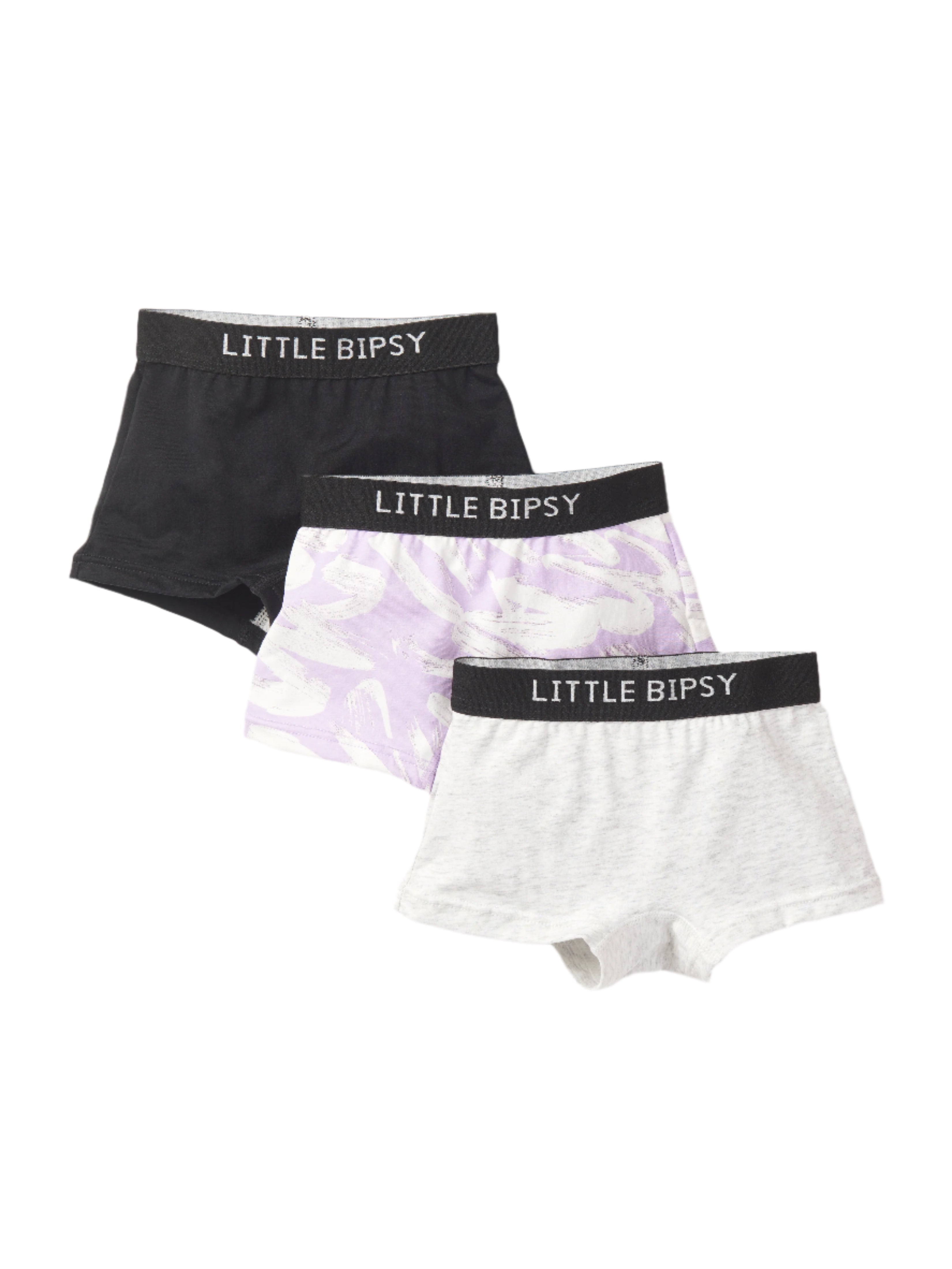 Girls' Boxer Briefs 3-Pack - Soft Cotton Underwear with Brush Stroke Print - Comfortable Kids' Underwear for School, Sports & Everyday Wear