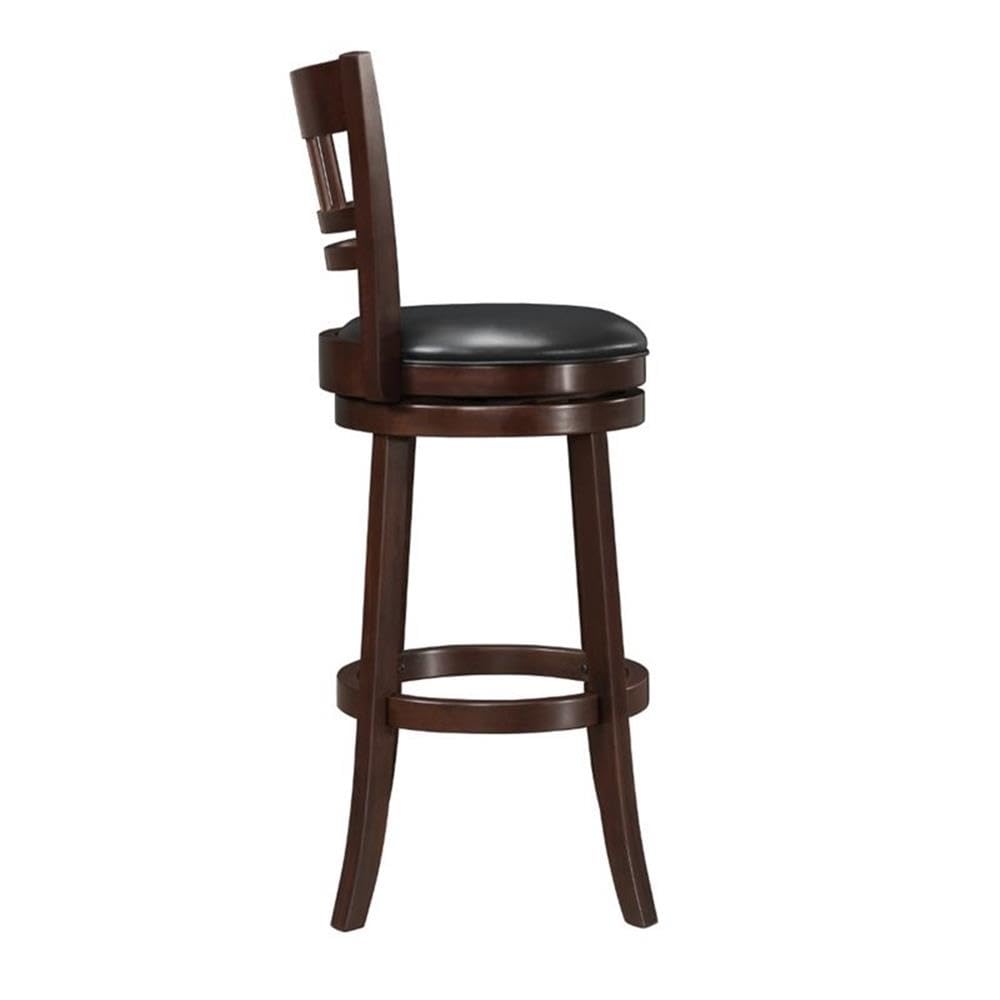 Pemberly Row Dark Cherry Faux Leather Swivel Bar Stool - Modern Counter Height Stool for Kitchen Island, Breakfast Bar & Home Bar Decor