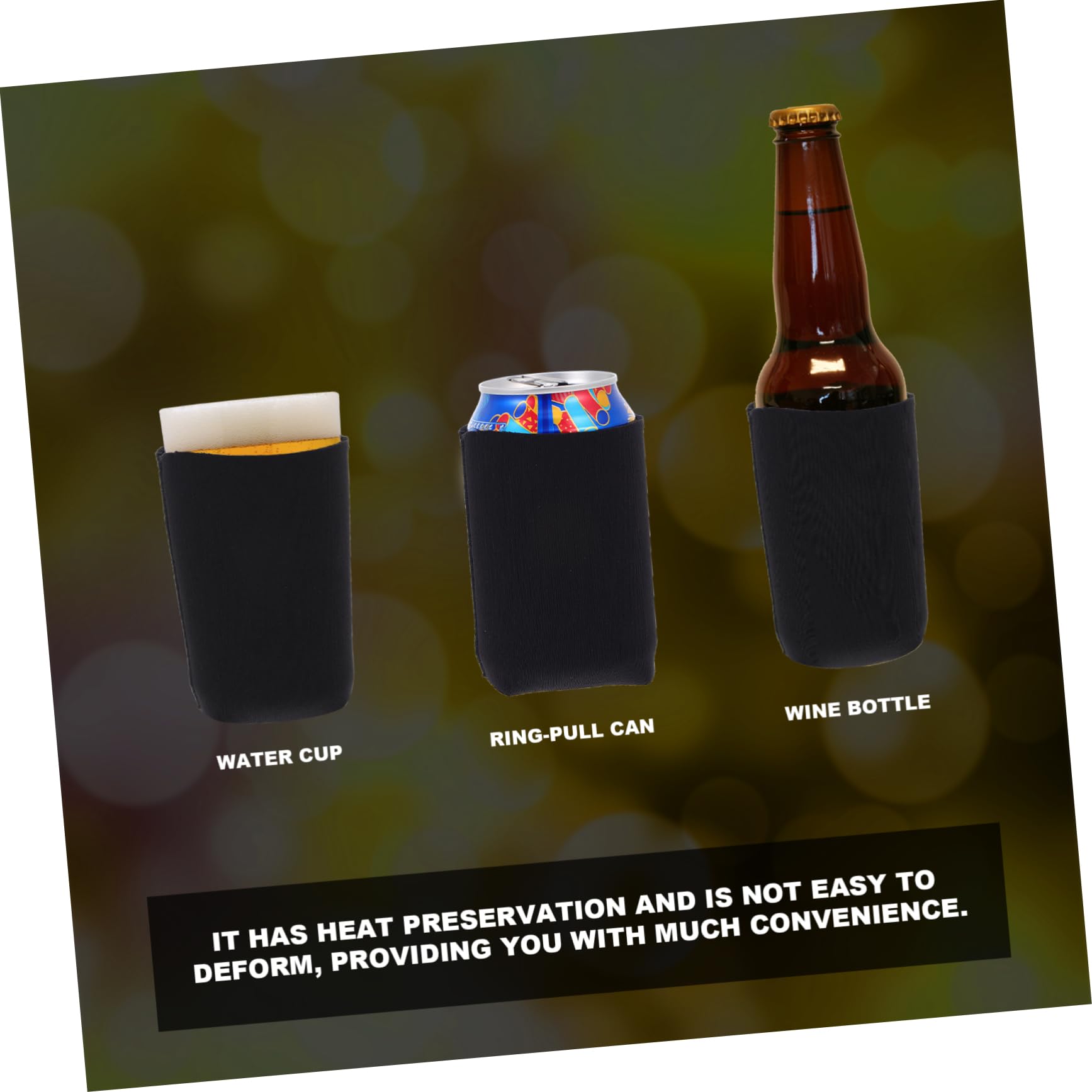 14Pcs Black Beer Bottle Covers & Can Sleeves for Party Decor