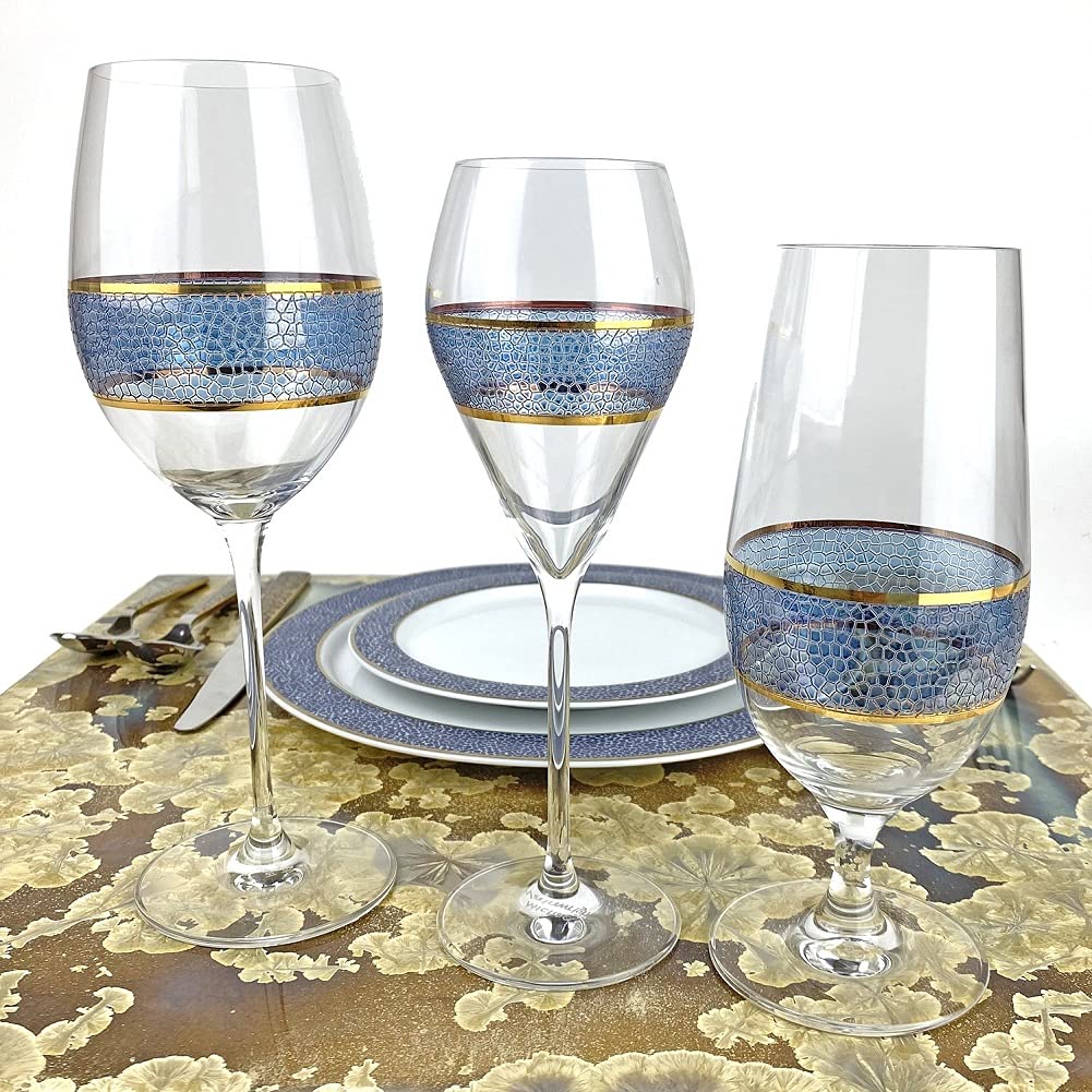 Premium Panthera Indigo Wine Glasses Set of 2 - 9.5 Inch Handcrafted Multicolored Stemware for Red Wine, White Wine & Cocktails - Elegant Glassware for Dinner Parties, Weddings & Home Entertaining