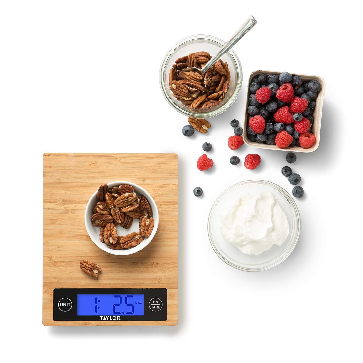 Taylor 382821 Digital Kitchen Scale - 11 lb Capacity, Bamboo Top, Precise Weight Measurement for Cooking, Baking & Portion Control | Perfect for Home & Professional Kitchens
