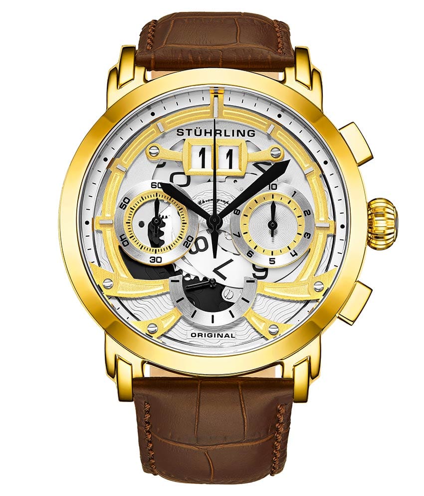 White Dial / Rose Case / Brown Leather Strap Rose Gold Layered Tang Buckle