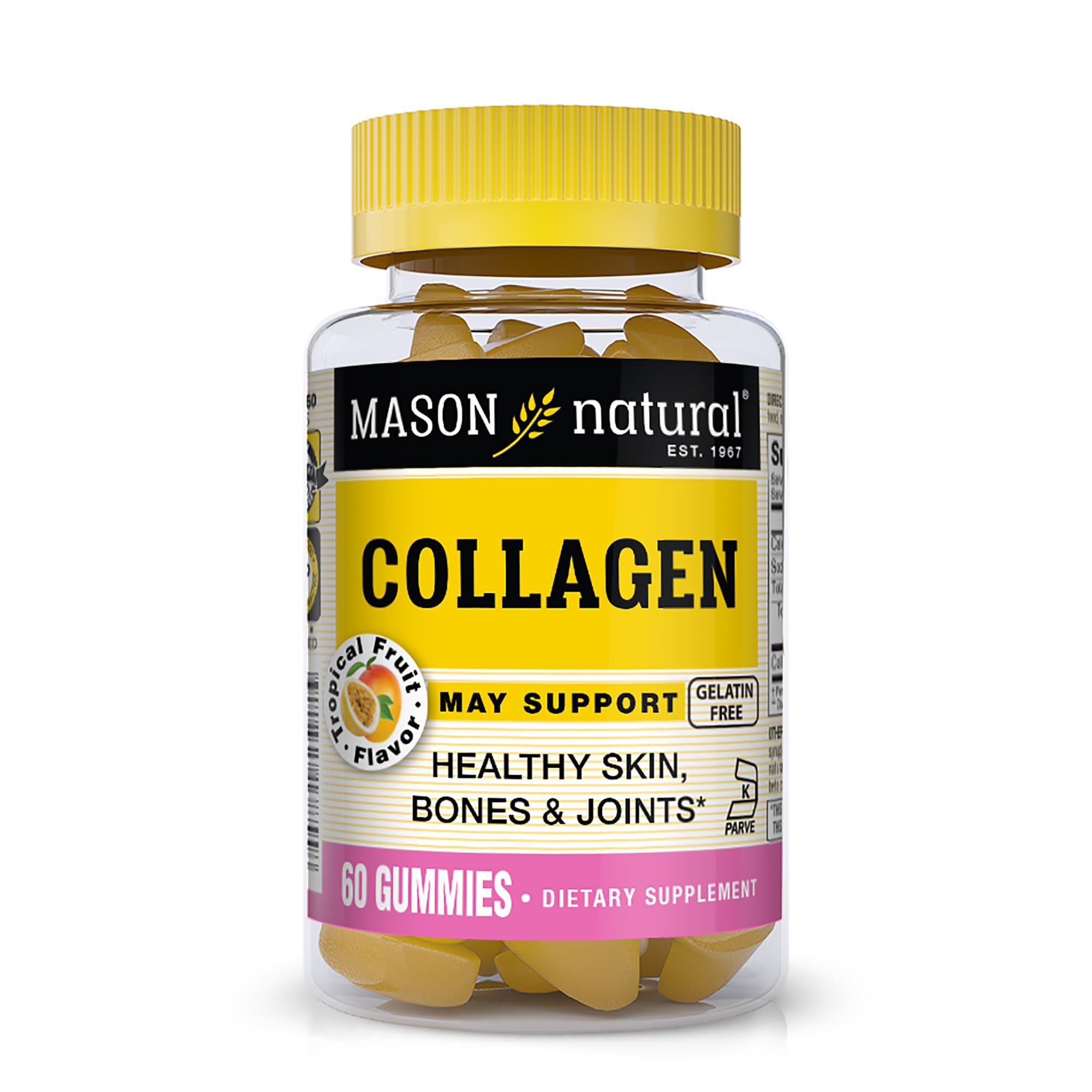 MASON NATURAL Collagen Gummies for Healthy Skin, Bones & Joints - Tropical Flavor Kosher Supplement (60 Count) | Daily Beauty & Wellness Support for Women & Men