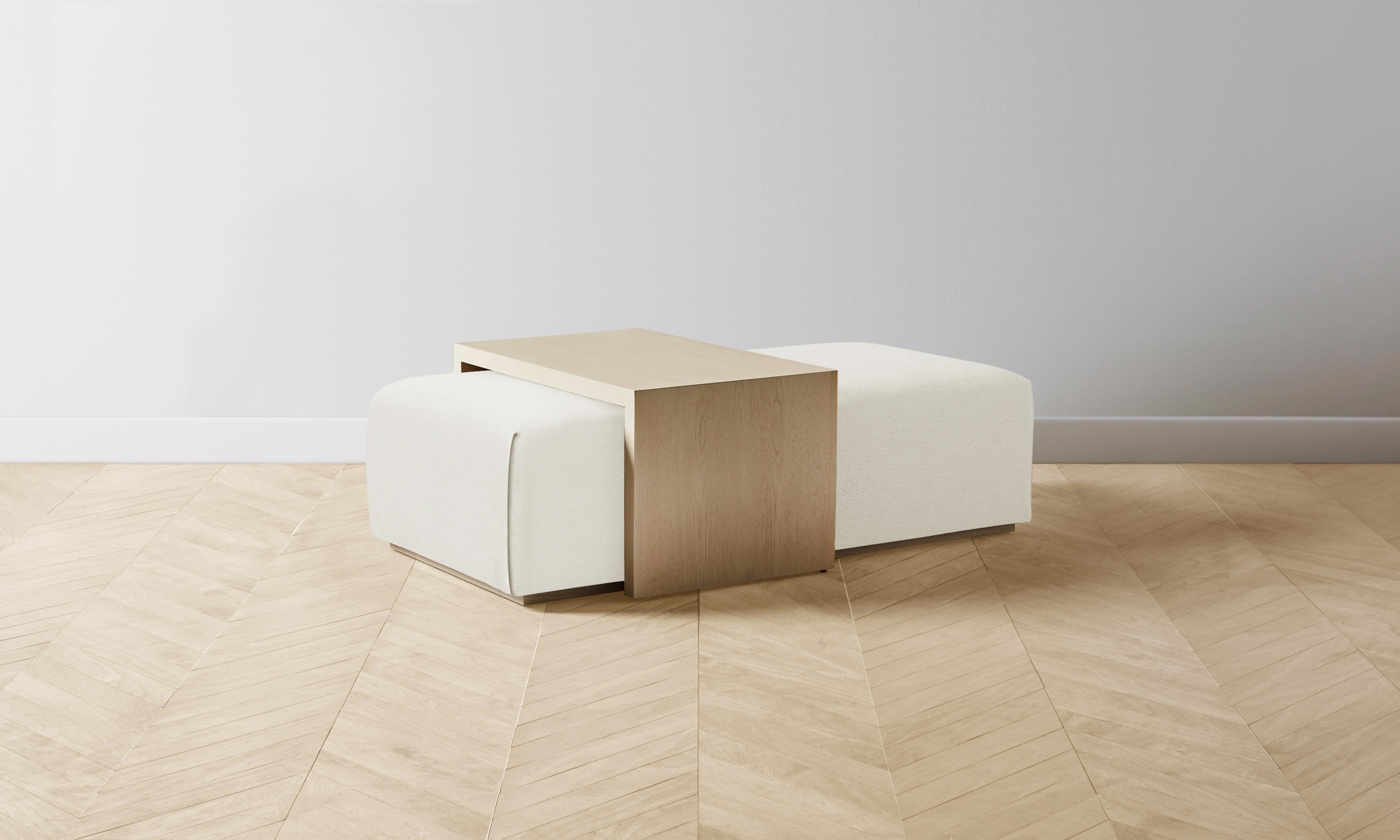 The Bowery Ottoman - Performance Linen Weave Flour Upholstered Storage Bench | Modern Living Room & Bedroom Furniture for Small Spaces