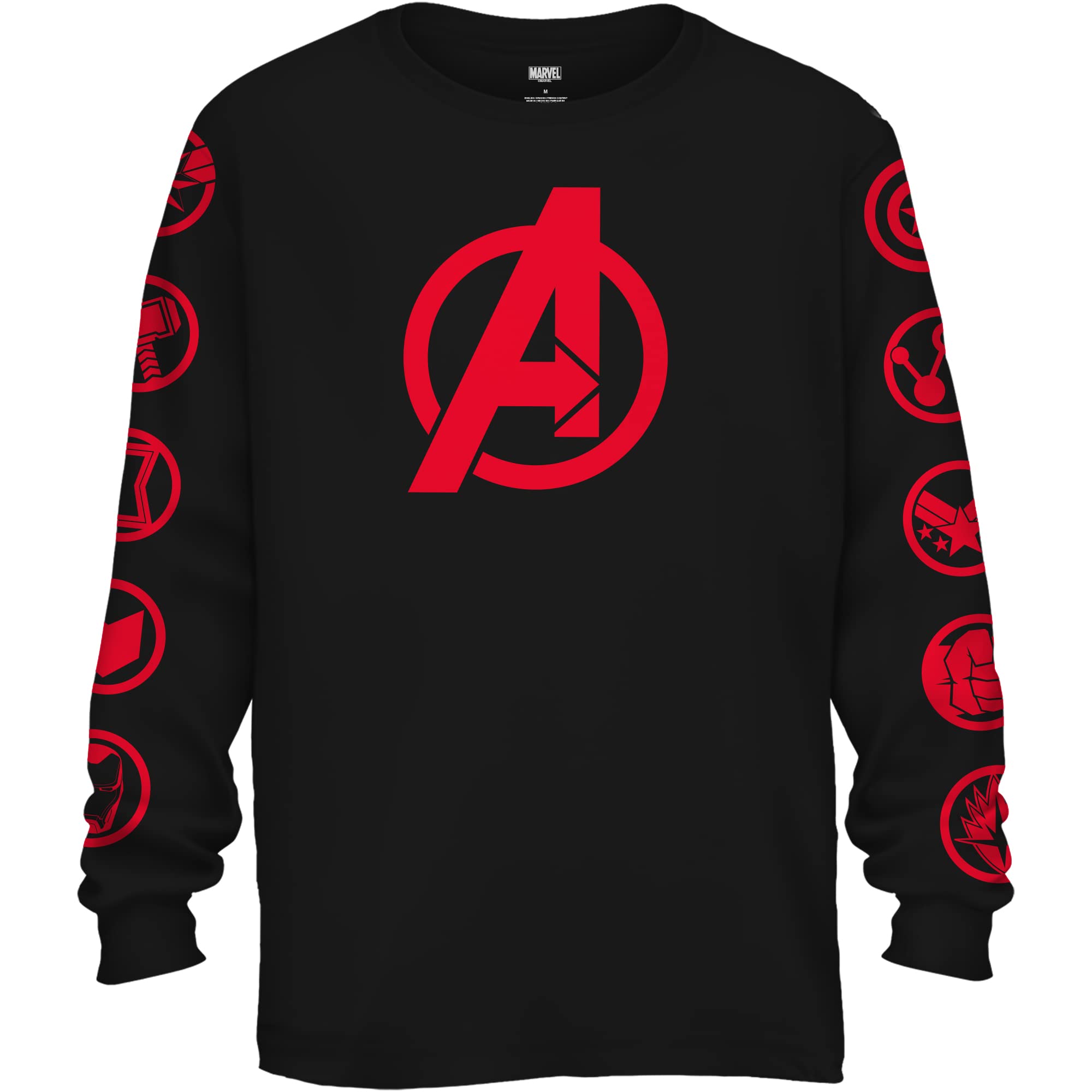 Marvel Avengers Endgame Logo Captain America Graphic Long Sleeve T-Shirt for Men - Superhero Movie Merchandise for Cosplay & Comic Con