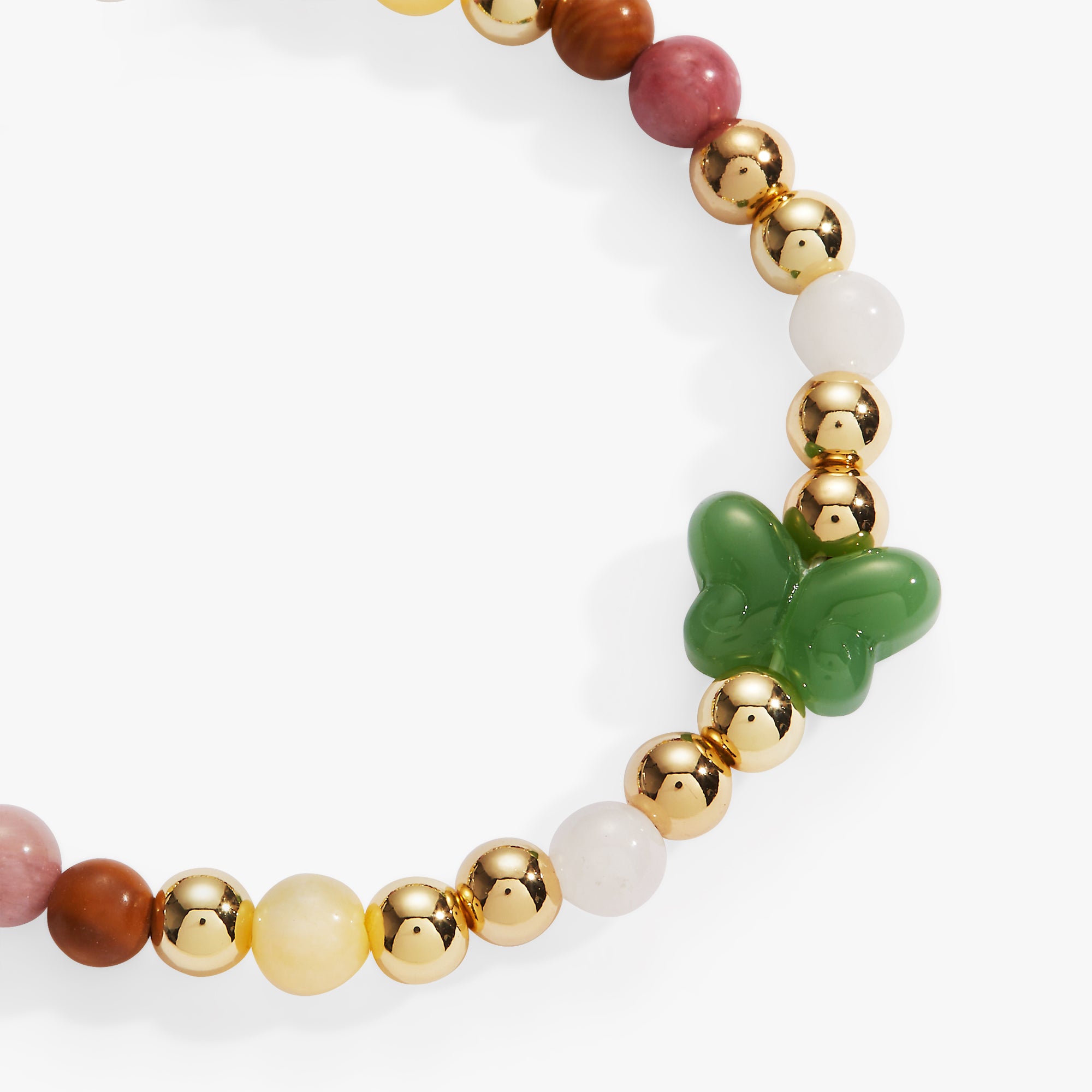 Healing Stone Stretch Bracelet with Carved Butterfly - Natural Crystal Therapy for Stress Relief & Positive Energy - Perfect for Meditation, Yoga & Spiritual Healing