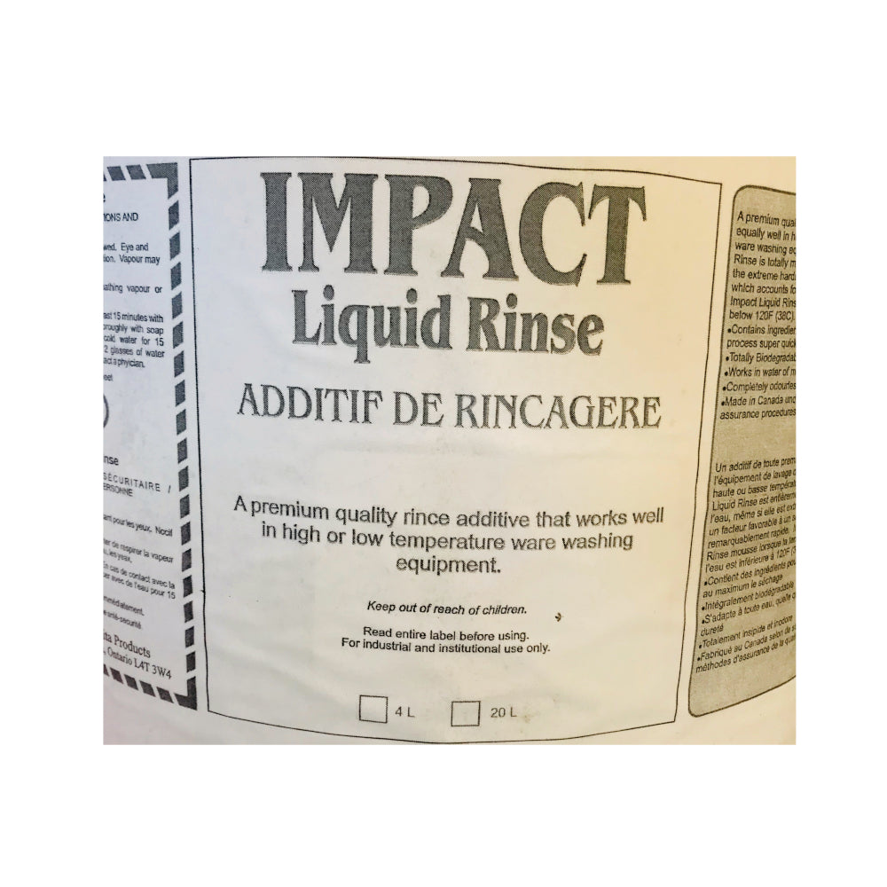 Impact Liquid Rinse Agent (Blue) - High Performance Dishwasher Detergent Booster for Sparkling Clean Dishes - Perfect for Home & Commercial Kitchens