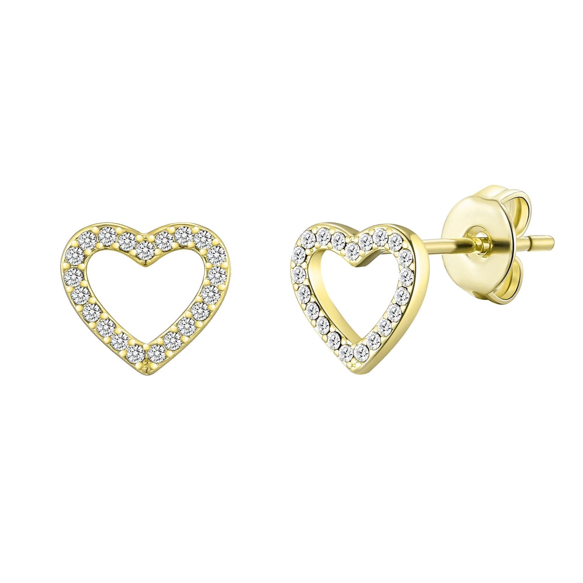 Gold Plated Open Heart Earrings with Zirconia - Perfect for Gifts & Date Nights