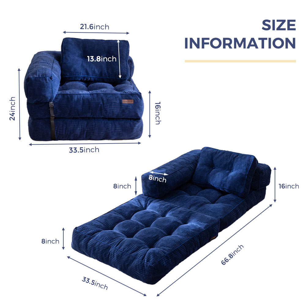 MAXYOYO L-Shaped Convertible Sofa Bed with Armrest - Space Saving Foldable Sleeper Sofa for Small Apartments, Guest Rooms & Home Office (Gray)