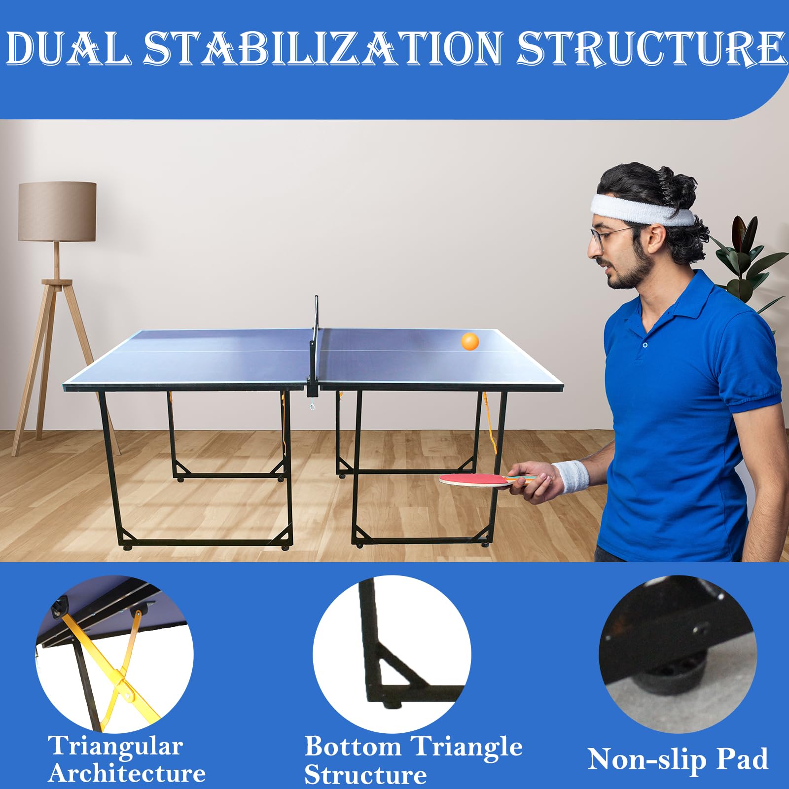 Foldable & Portable Table Tennis Set - Indoor/Outdoor Ping Pong Table with Net & Paddles | Perfect for Backyard, Garage, Office & Family Game Night