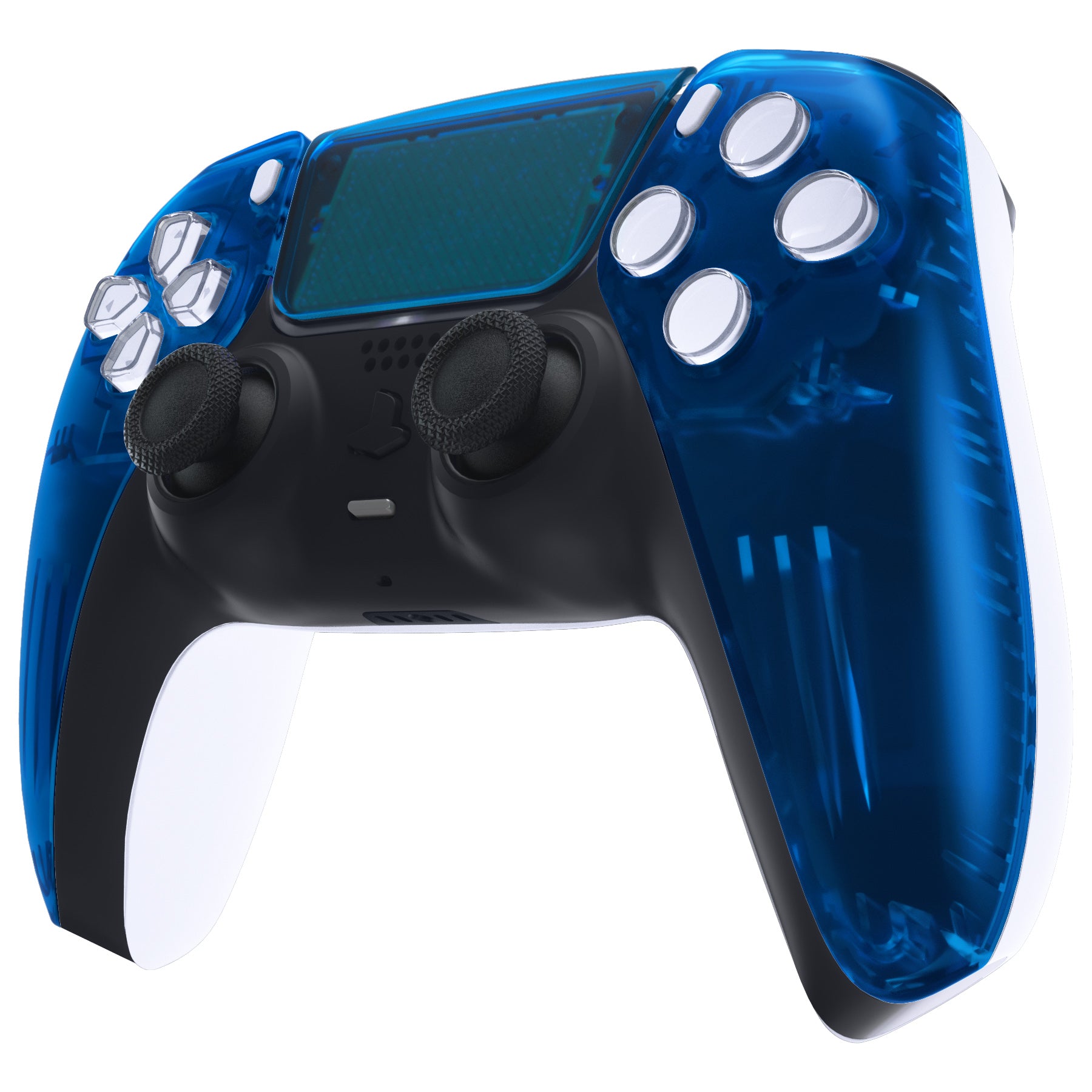 eXtremeRate Clear Blue Front Housing Shell with Touchpad for PS5 Controller BDM-010/020/030/040/050 - DIY Replacement Part for Custom Gaming Setup & Enhanced Gameplay Experience