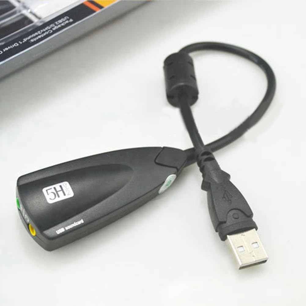 Hikgins 7.1 Channel USB Sound Card with 3.5mm Microphone & Headphone Jack - 3D Audio Adapter for PC, Laptop, Gaming, Streaming & Voice Chat (Perfect for Gamers, Podcasters & Content Creators)
