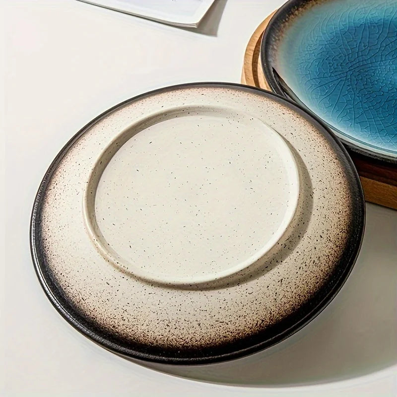 Premium Lava Glaze Ceramic Dinner Plate Set - Elegant & Durable Porcelain Plates for Everyday Dining, Restaurants, or Special Occasions