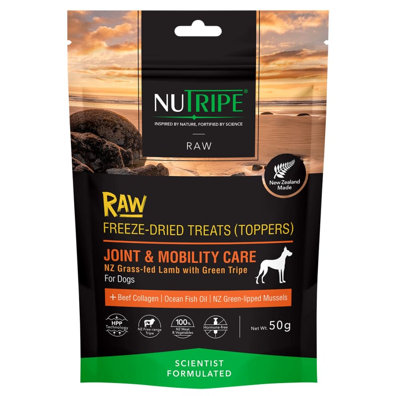 Premium Freeze-Dried NZ Grass-Fed Lamb Dog Treats - Nutripe Joint & Mobility Care Raw Toppers, 50g | All-Natural, Grain-Free Snacks for Training, Rewards & Digestive Health