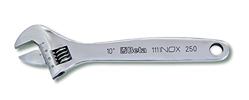Beta 111INOX/150 Premium Stainless Steel Adjustable Wrench with Measurement Scale (18-45mm) - Perfect for Plumbing, Automotive Repair & DIY Home Projects